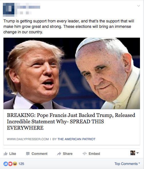 Image result for fake news on facebook examples