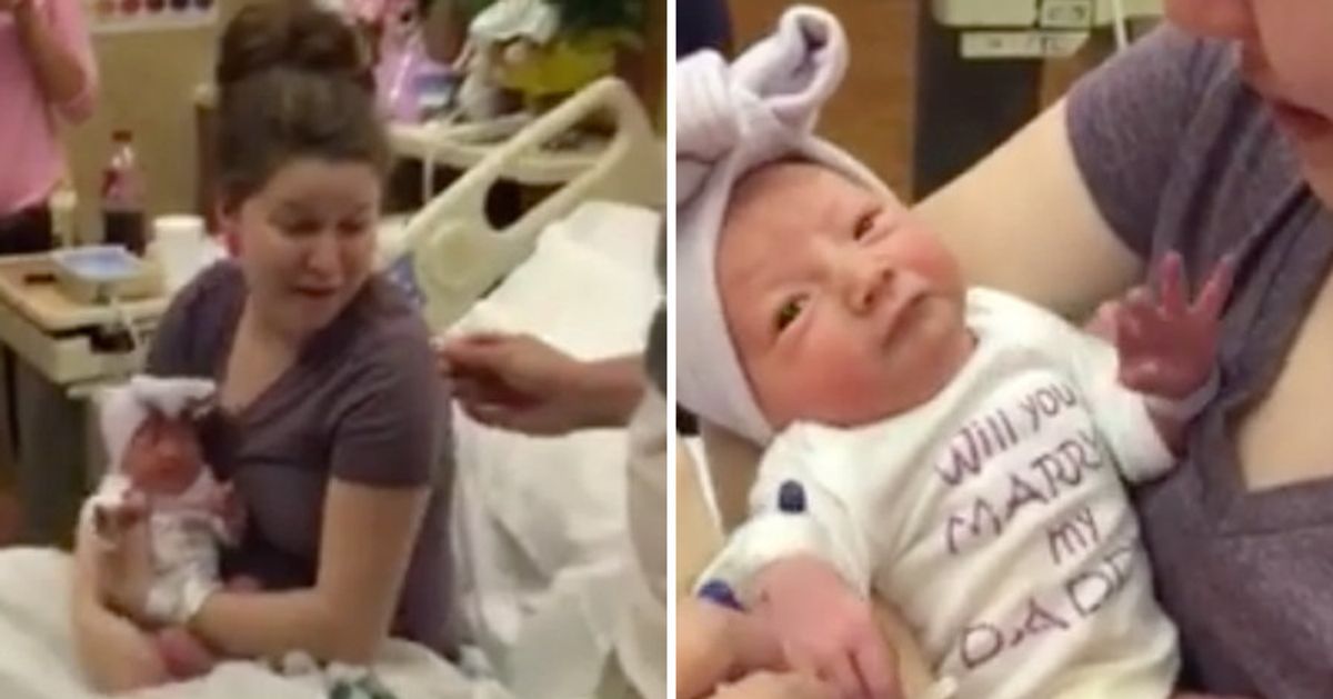 This Dad Popped The Question With Some Help From His Newborn Daughter
