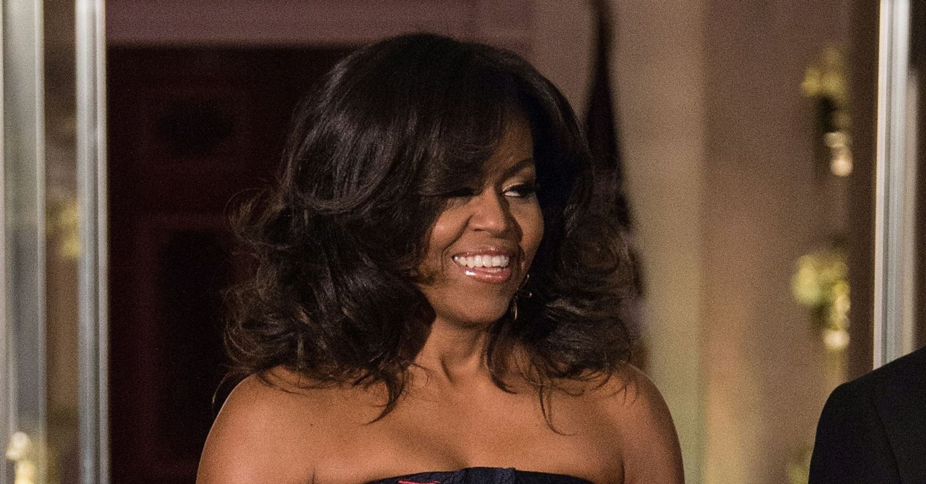 Michelle Obama Wows In A Strapless Floral Gown At State Dinner For 