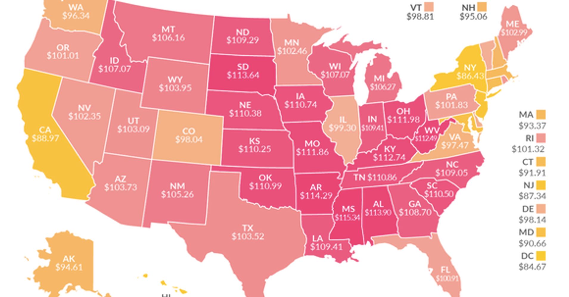 Here's How Much 100 Is Worth In Each State HuffPost