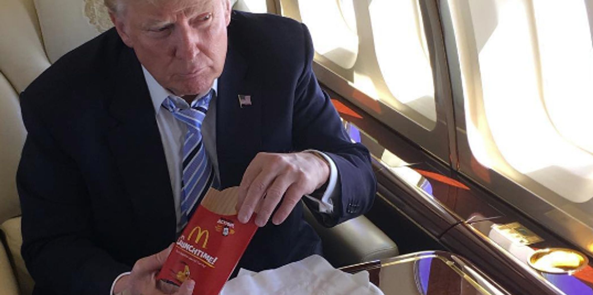 Donald Trump Eats McDonald's Meal On His Jet, Sparks Photoshop Battle ...