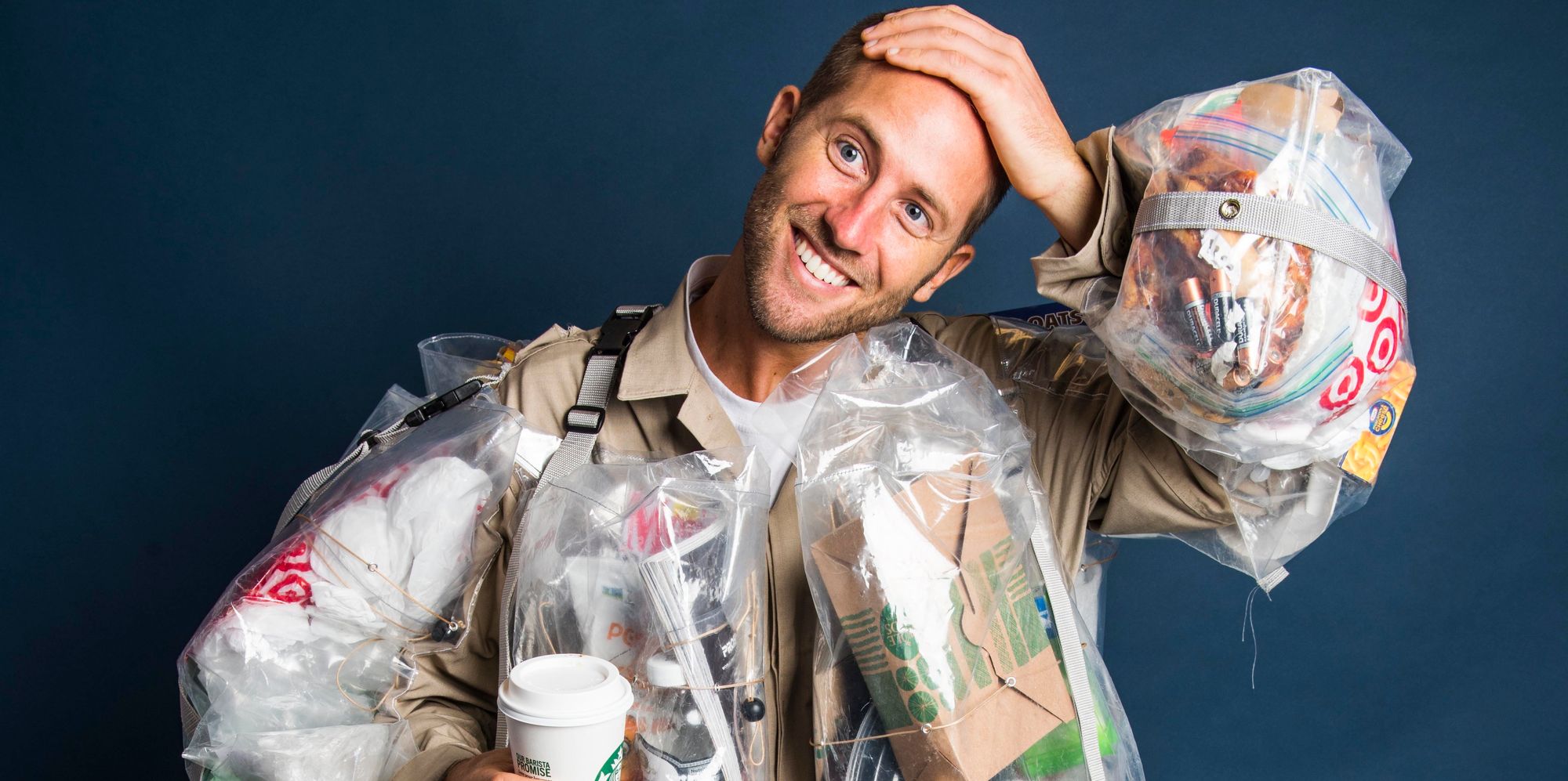 This Guy Is Wearing Every Piece Of  Garbage He Generates For A Month