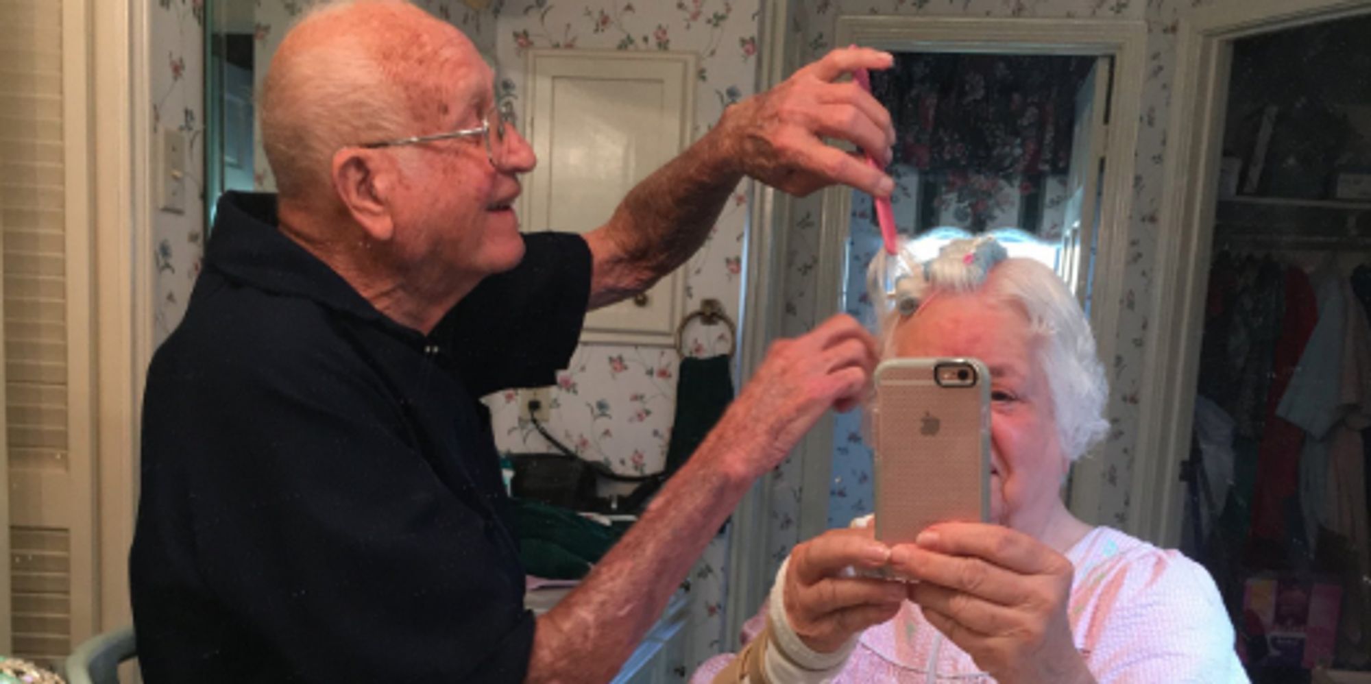 Photo Of Grandpa Doing His Wifes Hair After Her Surgery Will G
