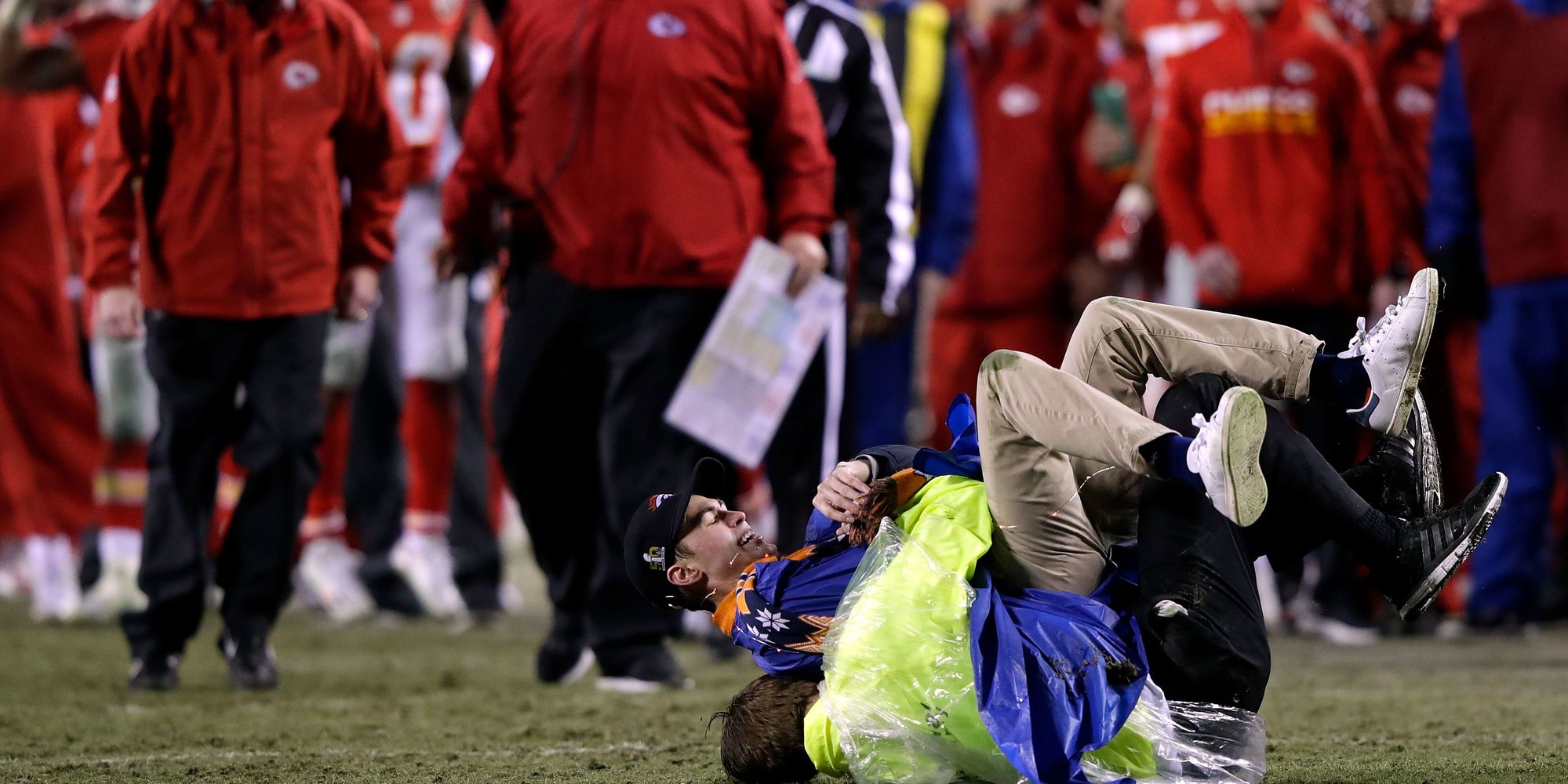 Hail Mary! Broncos Fan Sacked By Security Guard On Christmas