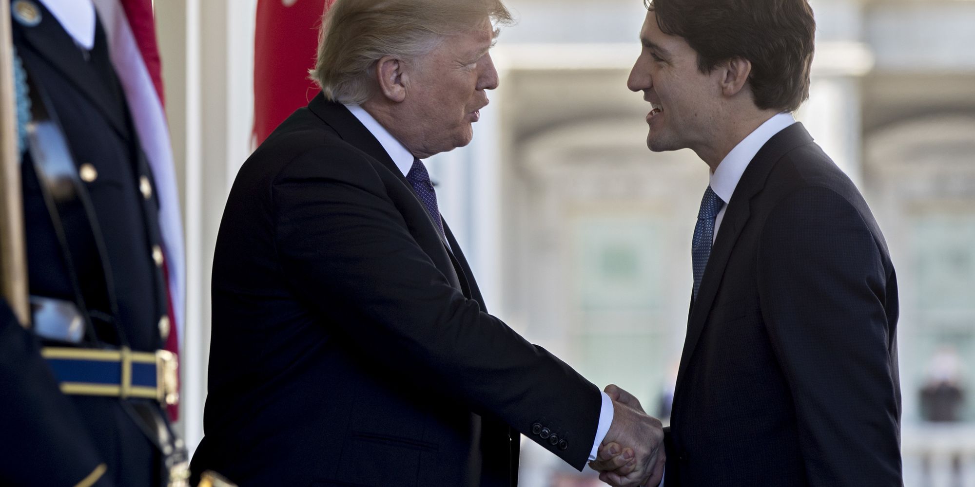 Justin Trudeau Resists Donald Trump's Alpha Male Handshake | HuffPost UK