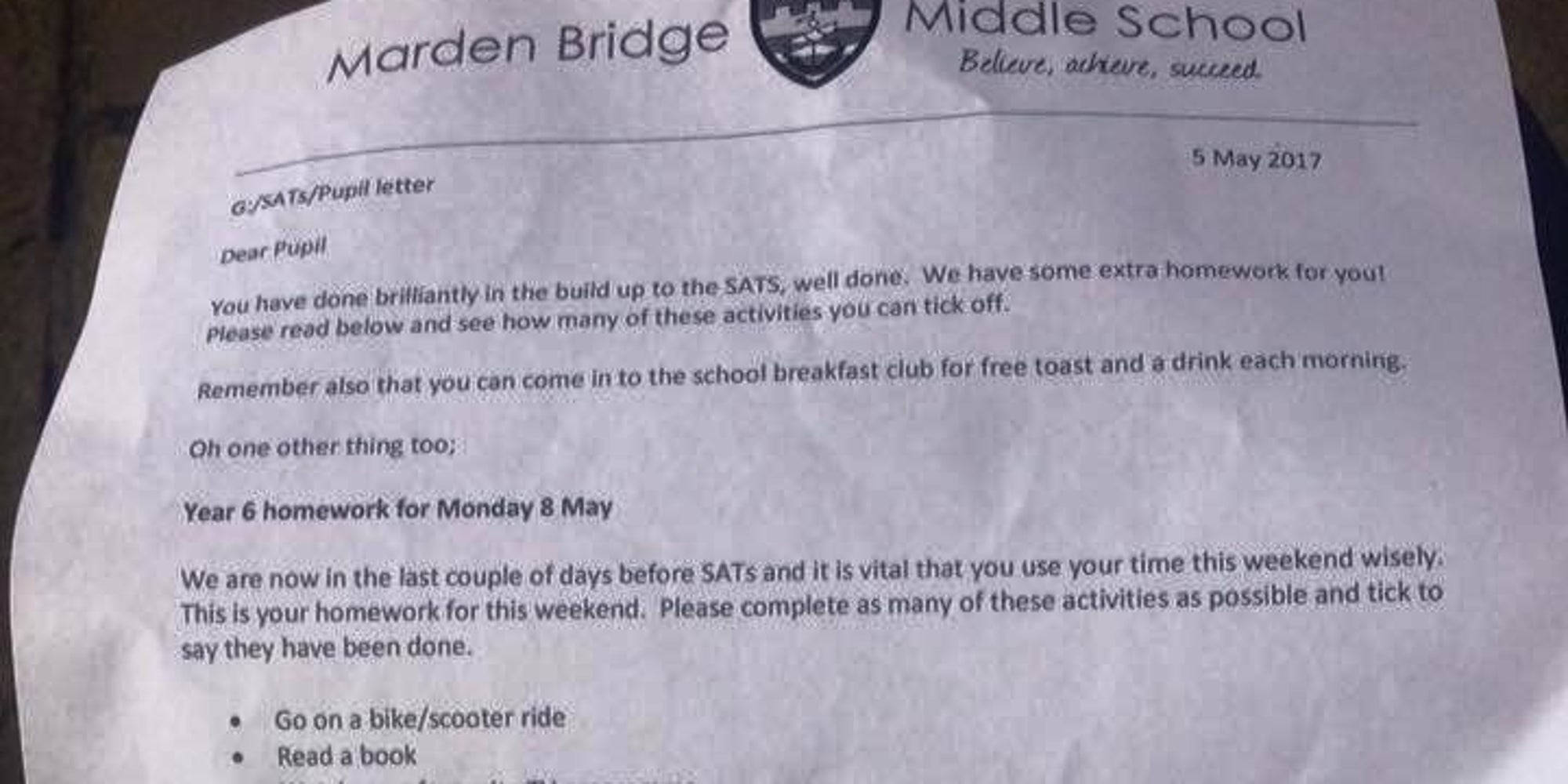 Extra homework for year 8 picture