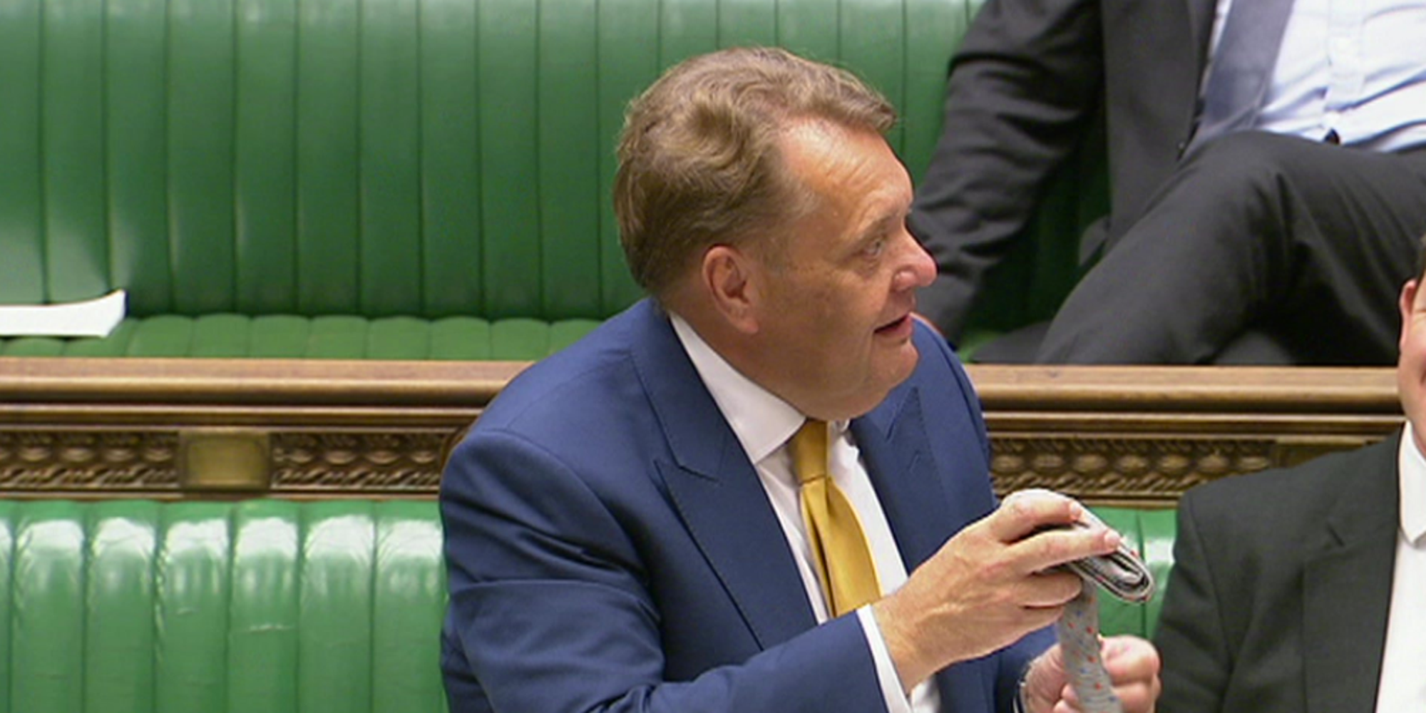 John Hayes, Transport Minister, Mocked For Refusing To Take Interventions From MPs Without Ties