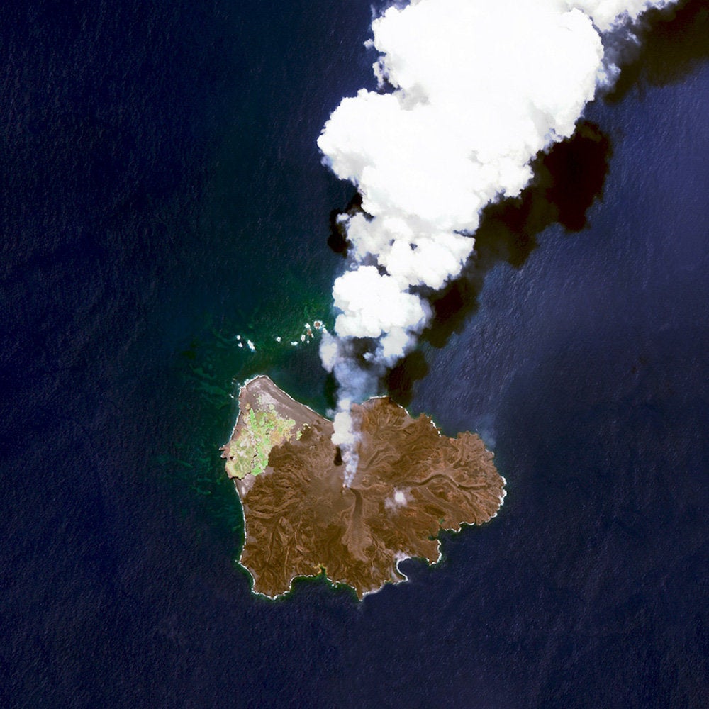 <strong>Nishinoshima Volcanic Activity<br /></strong><br /> Nishinoshima is a volcanic island located 584 miles south of Tokyo, Japan. The volcano began to erupt in November 2013 and continued to do so until August 2015. Over the course of the eruption, the area of the island grew in size from 0.02 square miles to 0.89 square miles.