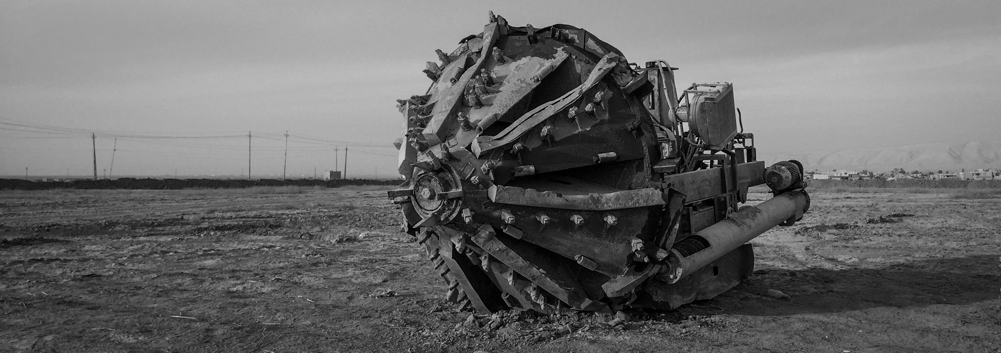 A machine used to dig ISIS tunnels is seen at the Iraqi Army Armoured Ninth Division base on Nov.&nbsp;13, 2016, in Qaraqosh, Iraq.