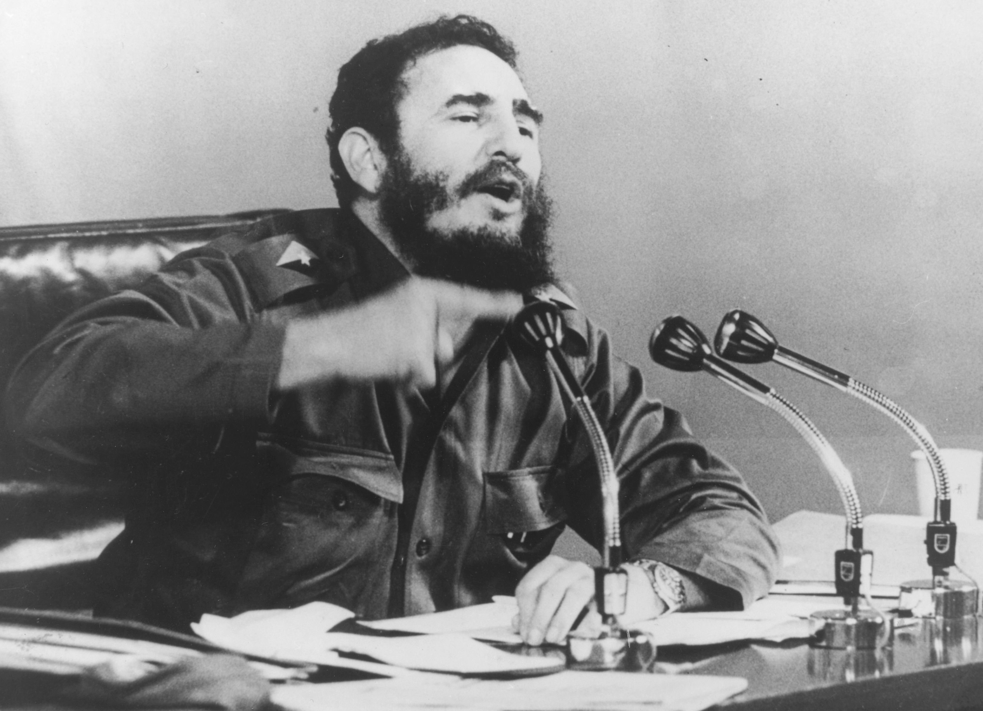 Castro speaks at a press conference in 1971.