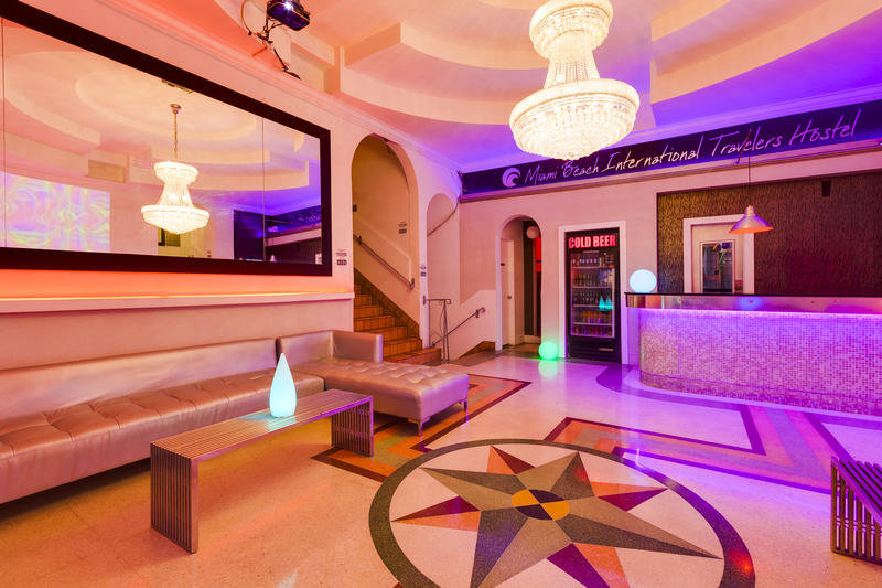 If this place looks like&nbsp;a nightclub, that's&nbsp;because it basically is: <a href="http://www.hostelmiamibeach.com/" target="_blank">Dance&nbsp;parties, DJs&nbsp;and concerts</a>&nbsp;cause the line to stretch down the block at night. Head to&nbsp;the<a href="https://www.google.com/maps/place/Miami+Beach+International+Travellers+Hostel/@25.7794045,-80.1327016,15z/data=!4m5!3m4!1s0x0:0xc1309f0ba3c9e6c4!8m2!3d25.7794045!4d-80.1327016" target="_blank">&nbsp;beach</a>&nbsp;a couple blocks away or up to&nbsp;your <a href="http://www.hostelworld.com/hosteldetails.php/Miami-Beach-International-Hostel/Miami/1815" target="_blank">well-appointed room</a> for a break from the South Beach action. <i>$25 and up.</i>