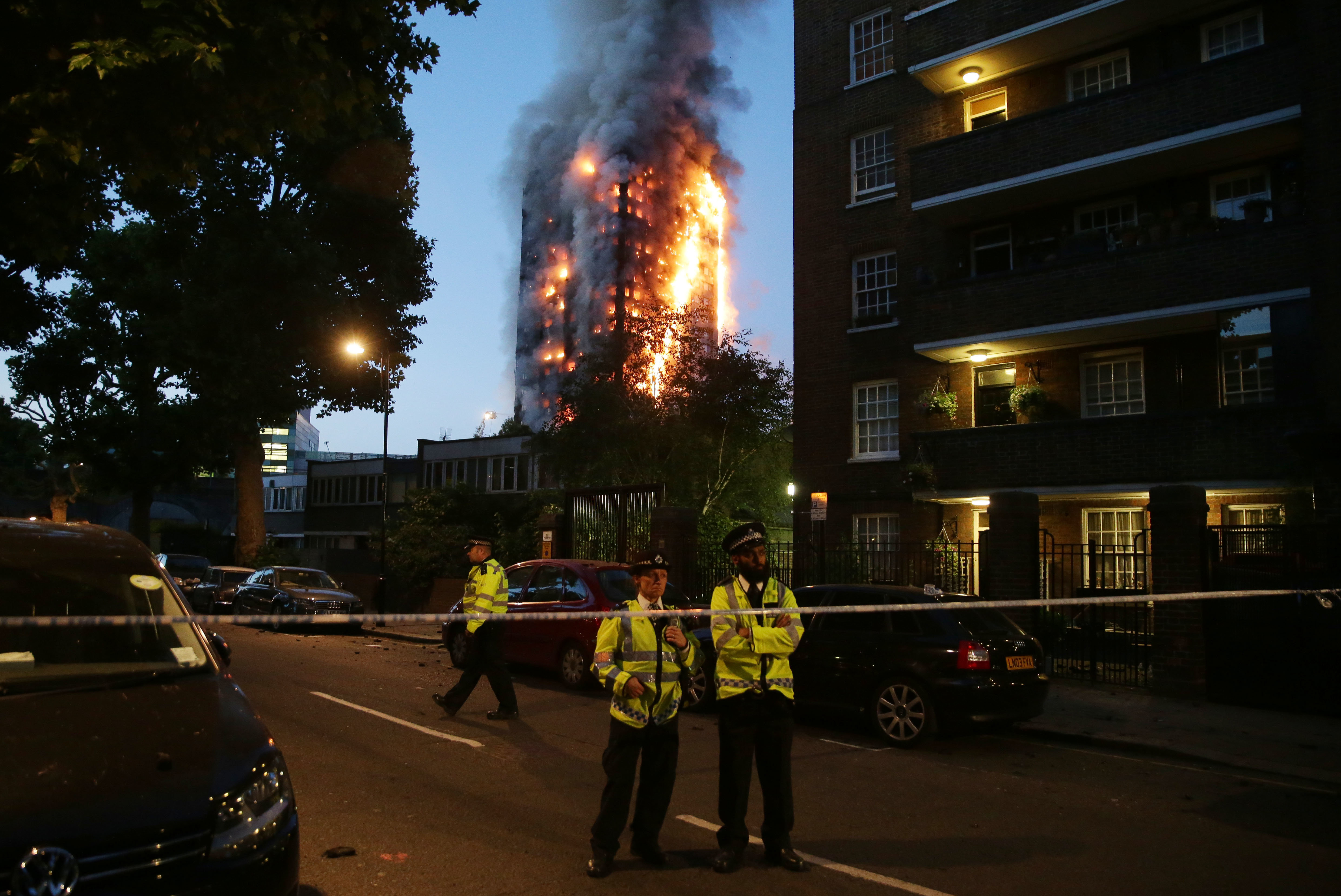 <strong>The scene at Grenfell Tower on the night of the blaze&nbsp;</strong>