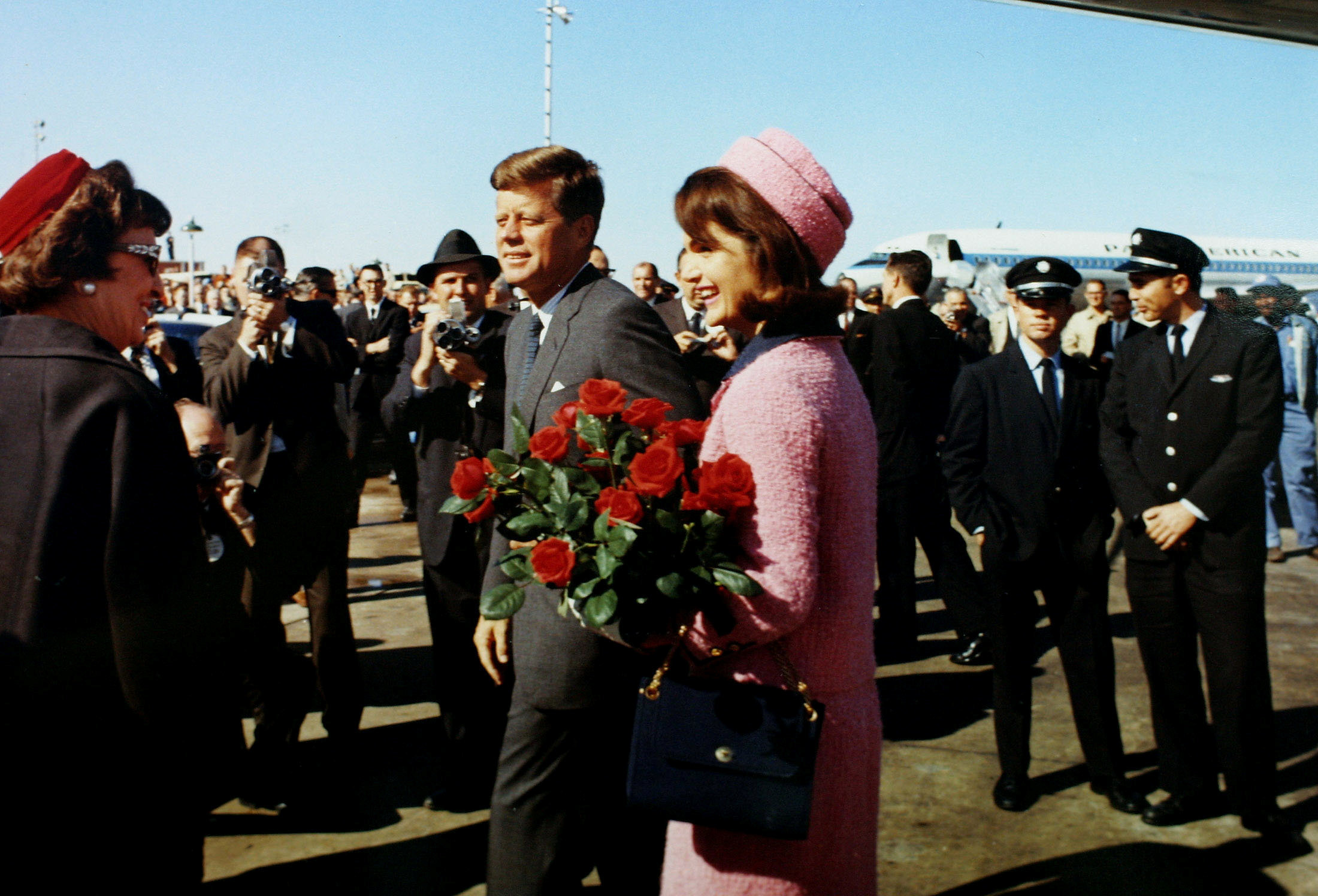 <strong>U.S. President John F. Kennedy and first lady Jacqueline Bouvier Kennedy arrive at Love Field in Dallas, Texas less than an hour before his assassination in this November 22, 1963 photo by White House photographer Cecil Stoughton obtained from the John F. Kennedy Presidential Library in Boston.&nbsp;</strong>