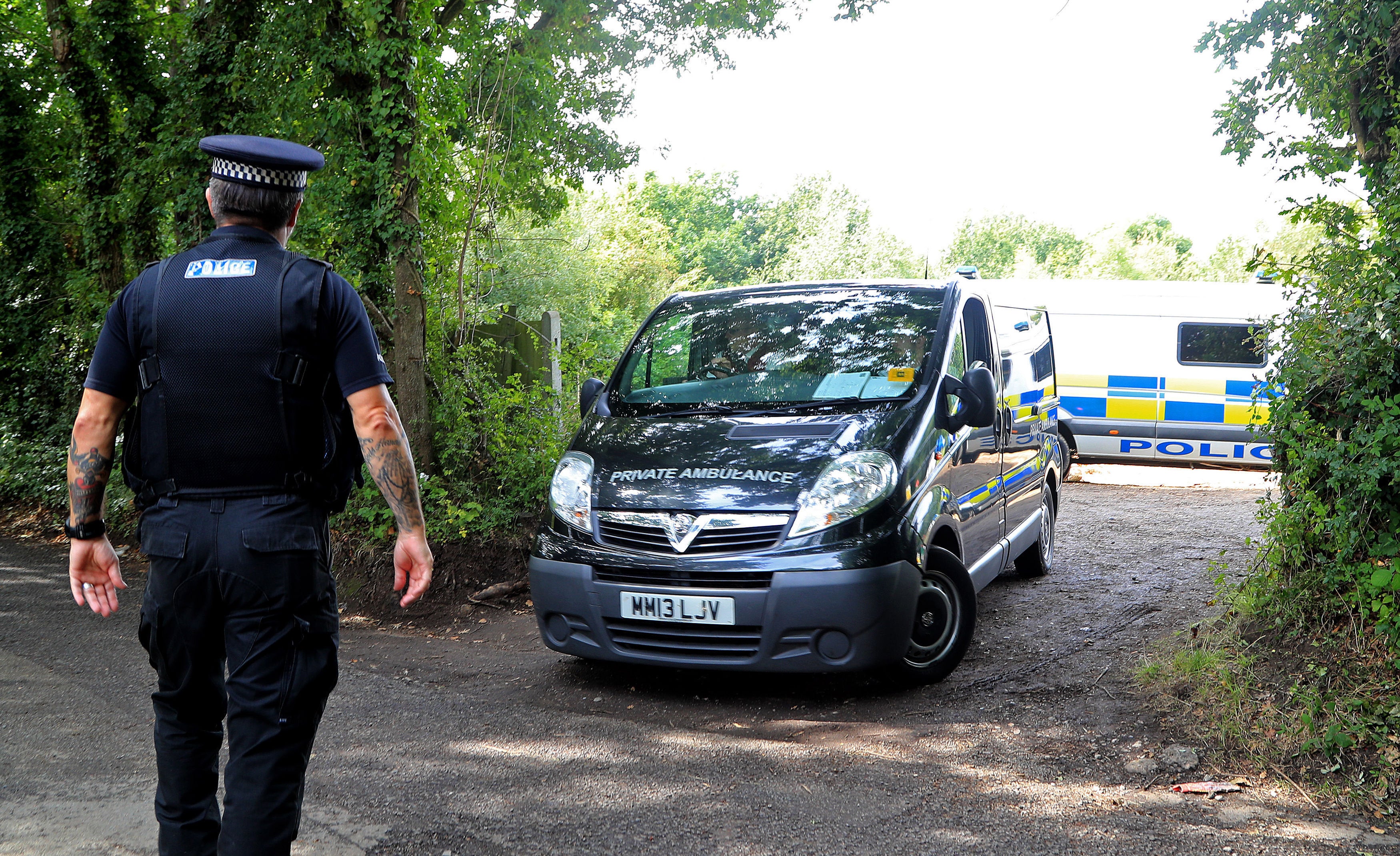 <strong>A private ambulance leaving the site in August following the death&nbsp;</strong>