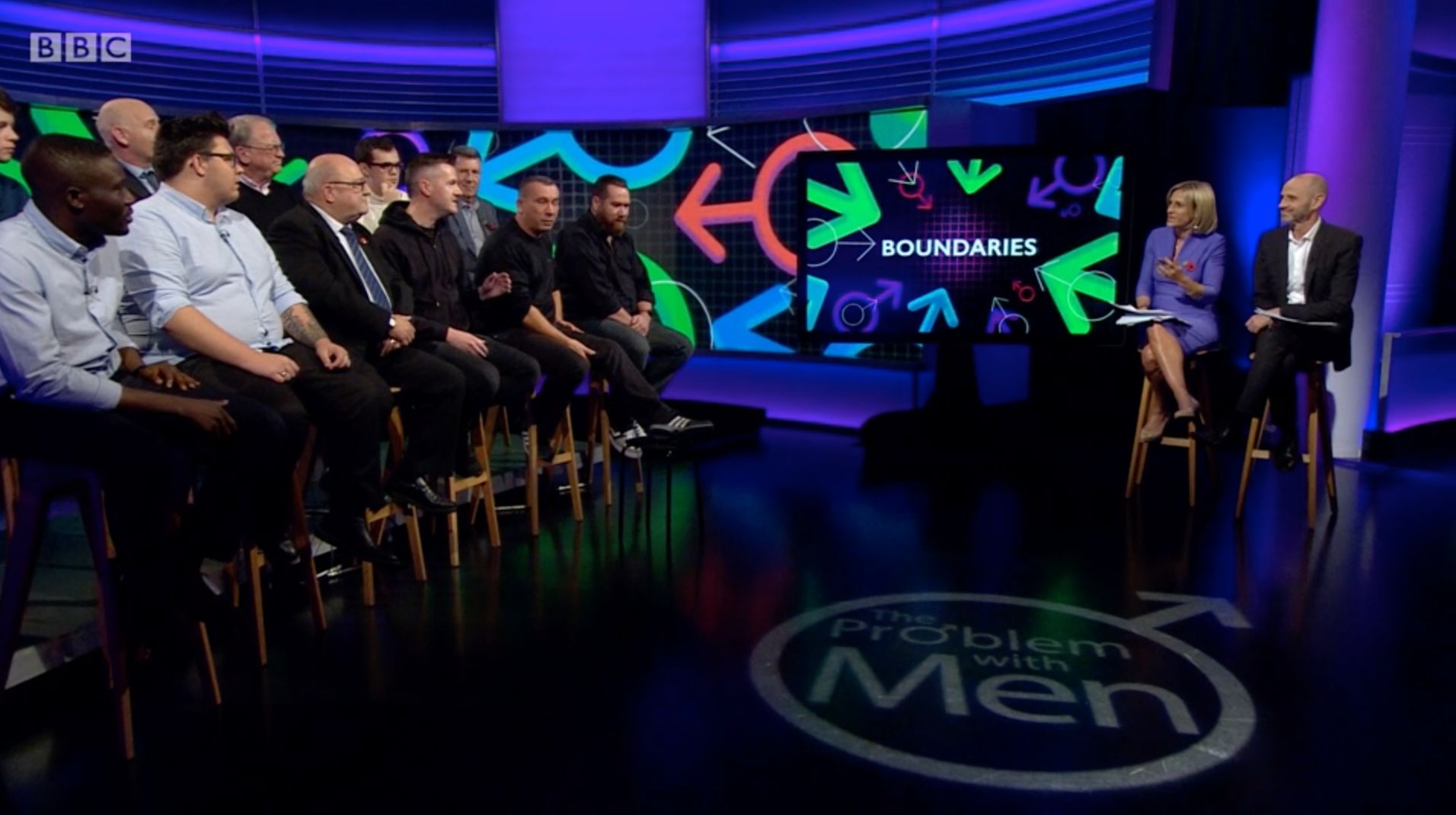 12 Angry Men: The panel alongside hosts Evan Davis and Emily Maitlis