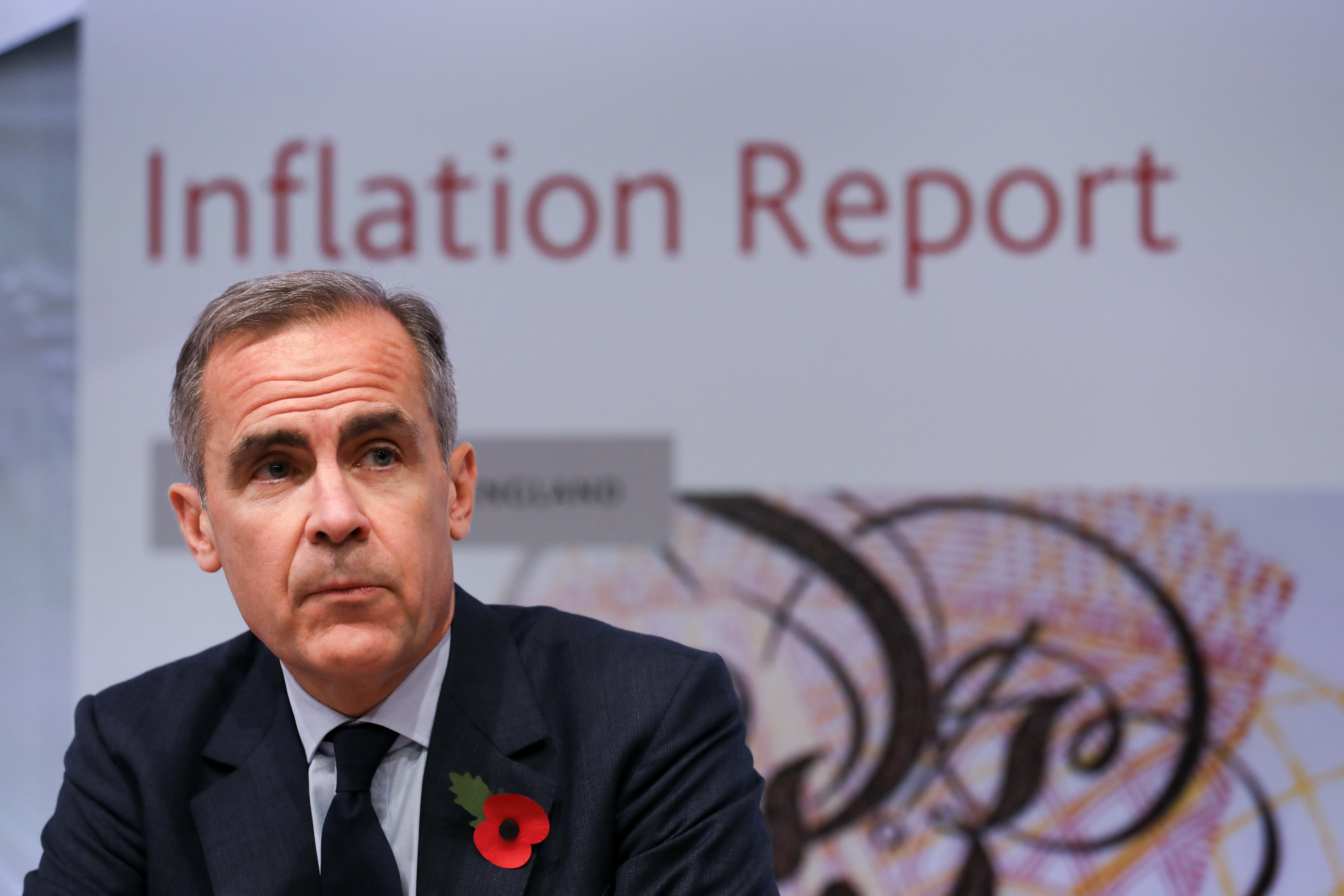 <strong>Bank of England Governor Mark Carney spoke of 'headwinds' in the British economy but also of rampant inflation, already 1% above the 2% target</strong>