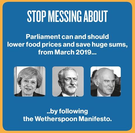 <strong>'Parliament can and should lower food prices and save huge sums'&nbsp; - the slogan on one of the beer mats.</strong>