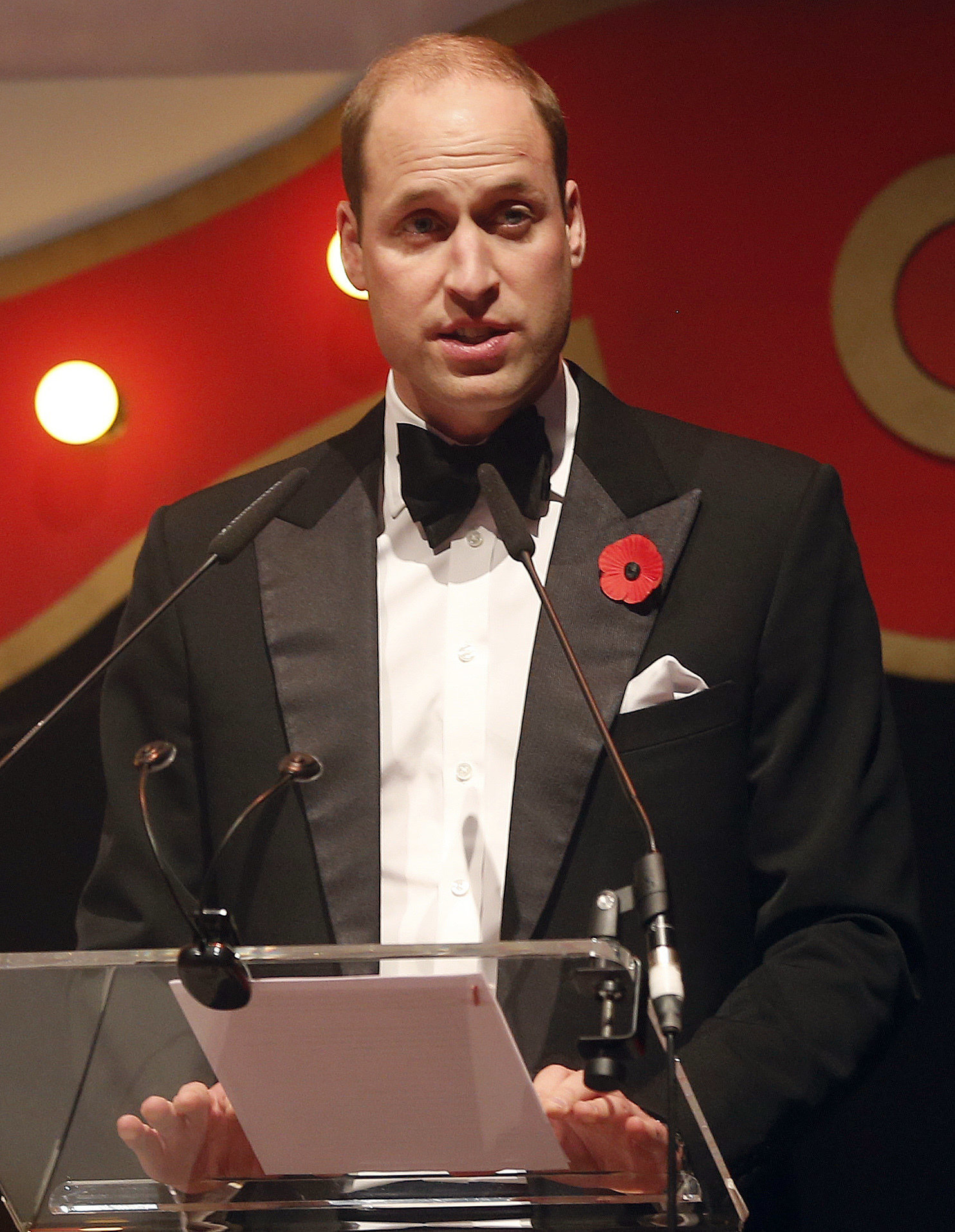 Royal Patron of SkillForce, Prince William, Duke of Cambridge delivers a speech at the annual SkillForce Gala jointly hosted by The Children's Trust on 6 November 2017 in London.