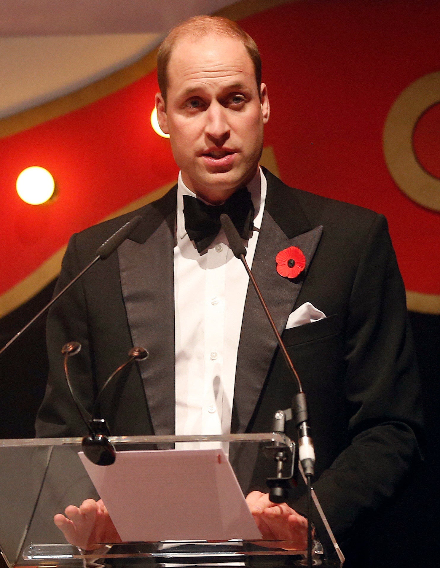 Royal Patron of SkillForce, Prince William, Duke of Cambridge delivers a speech at the annual SkillForce Gala jointly hosted by The Children's Trust on 6 November 2017 in London.