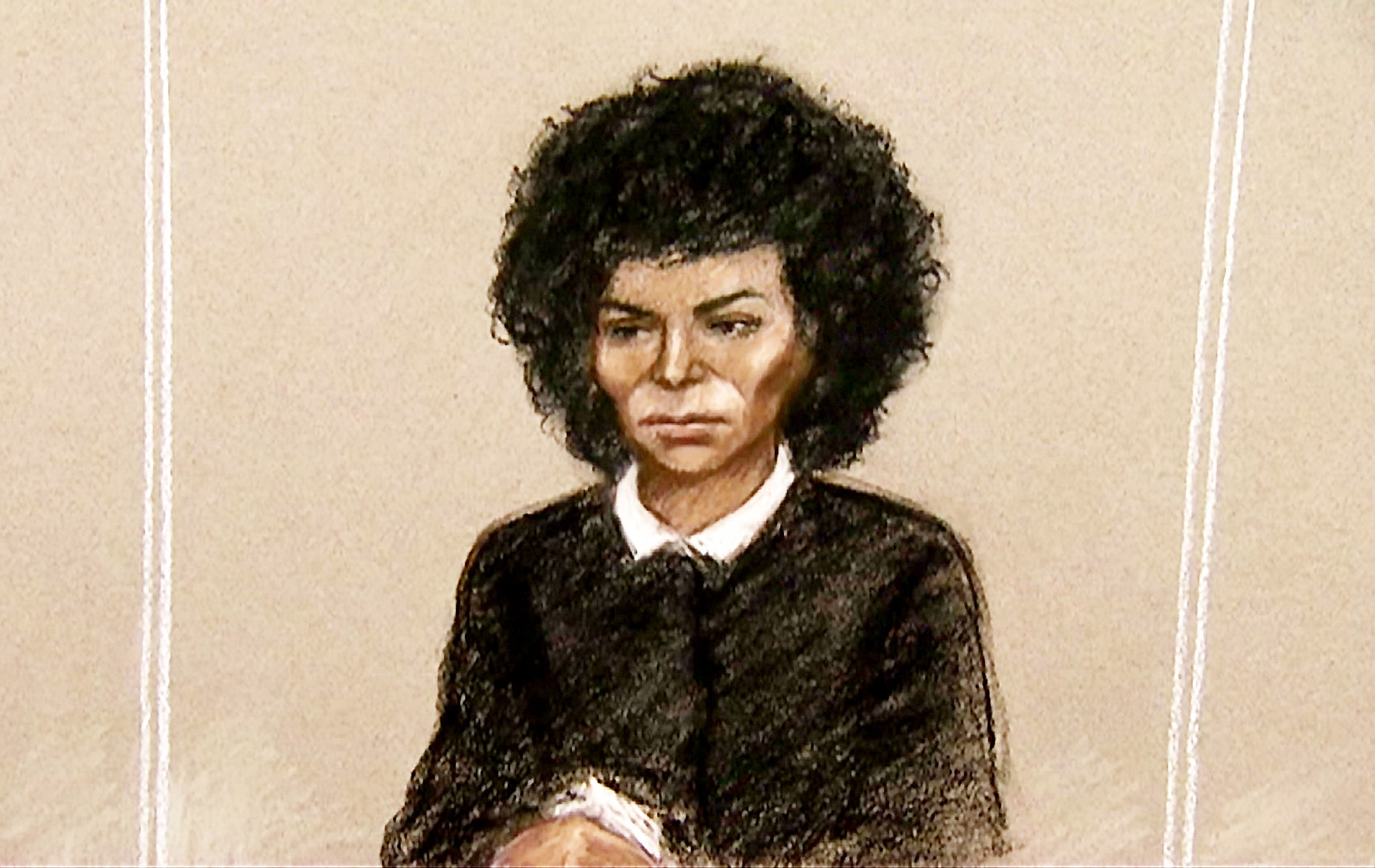 <strong>An artist's impression of Wallace, who is on trial at Bristol Crown Court&nbsp;</strong>