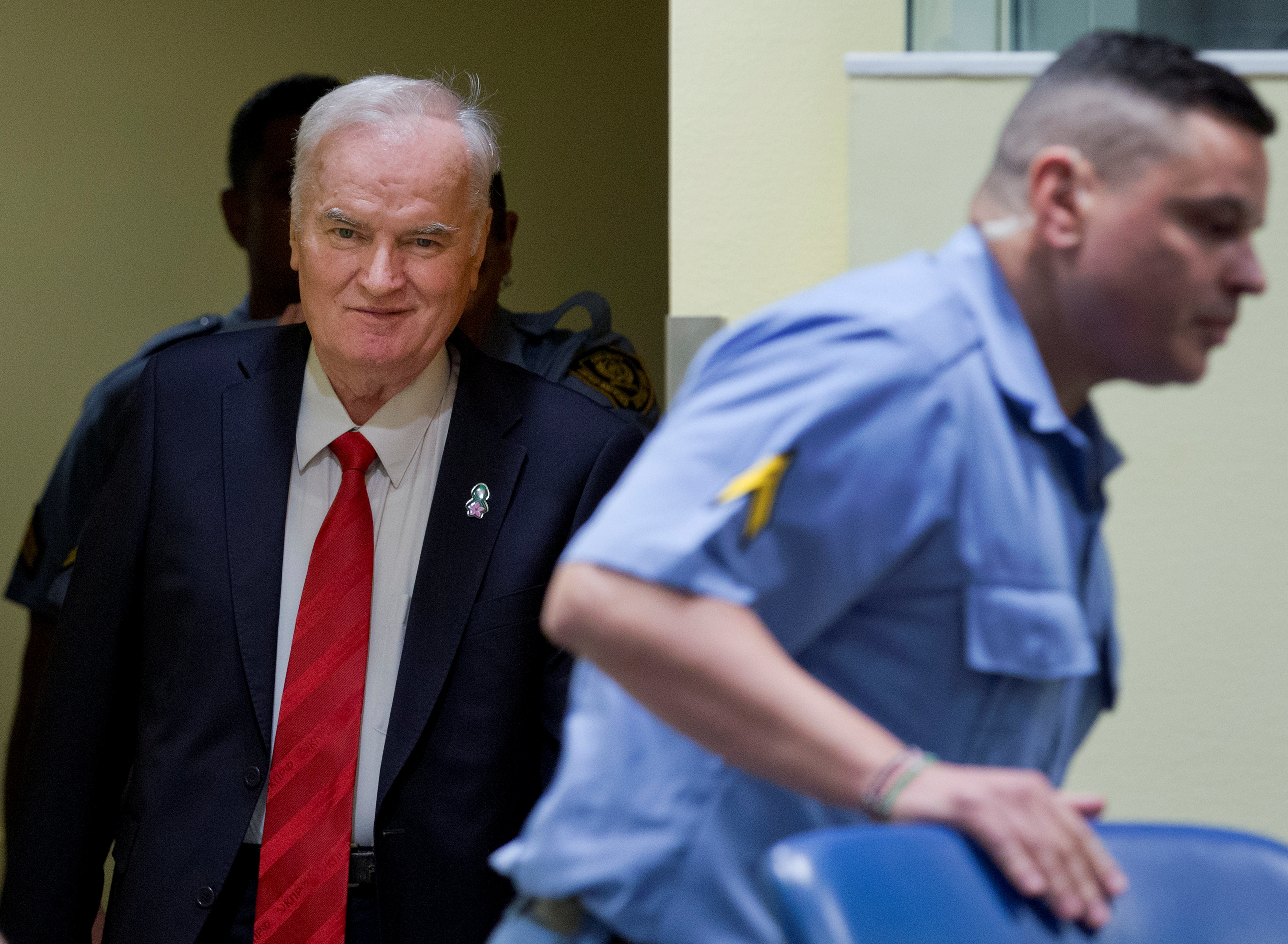 <strong>Ex-Bosnian Serb wartime general Ratko Mladic appears in court at the International Criminal Tribunal in the Hague, Netherlands on Wednesday</strong>