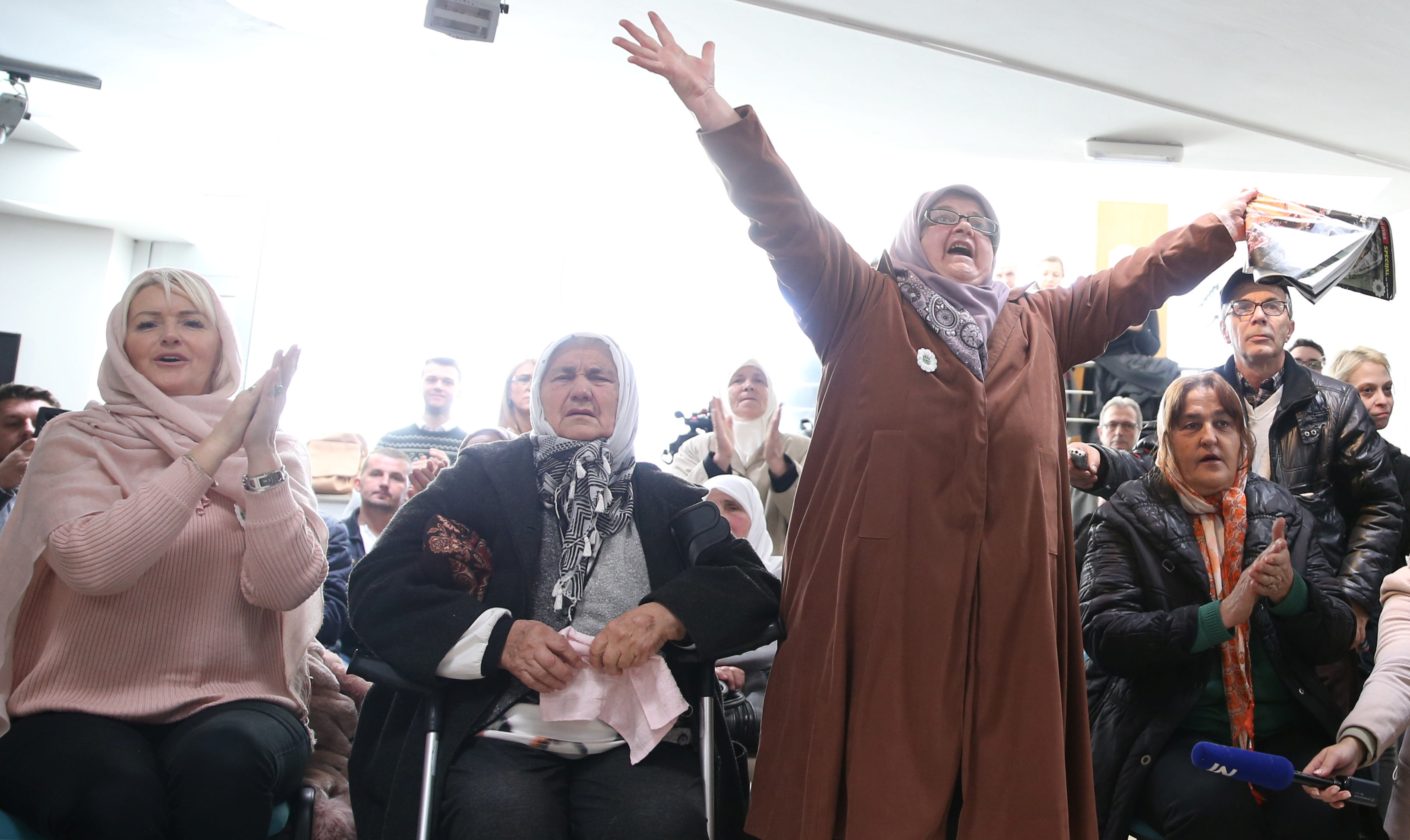 <strong>Relatives of those killed at Srebrenica react as Mladic is sentenced on Wednesday</strong>