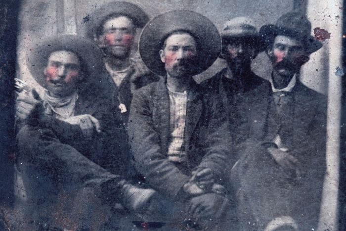 <strong>Experts believe Bill the Kid is pictured second from left and Pat Garrett is on the far right&nbsp;</strong>