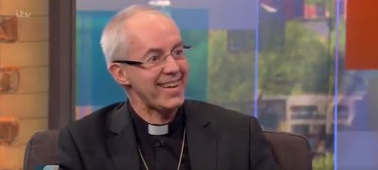 <strong>The Archbishop of Canterbury grinned sheepishly as he was questioned about the potential engagement&nbsp;</strong>