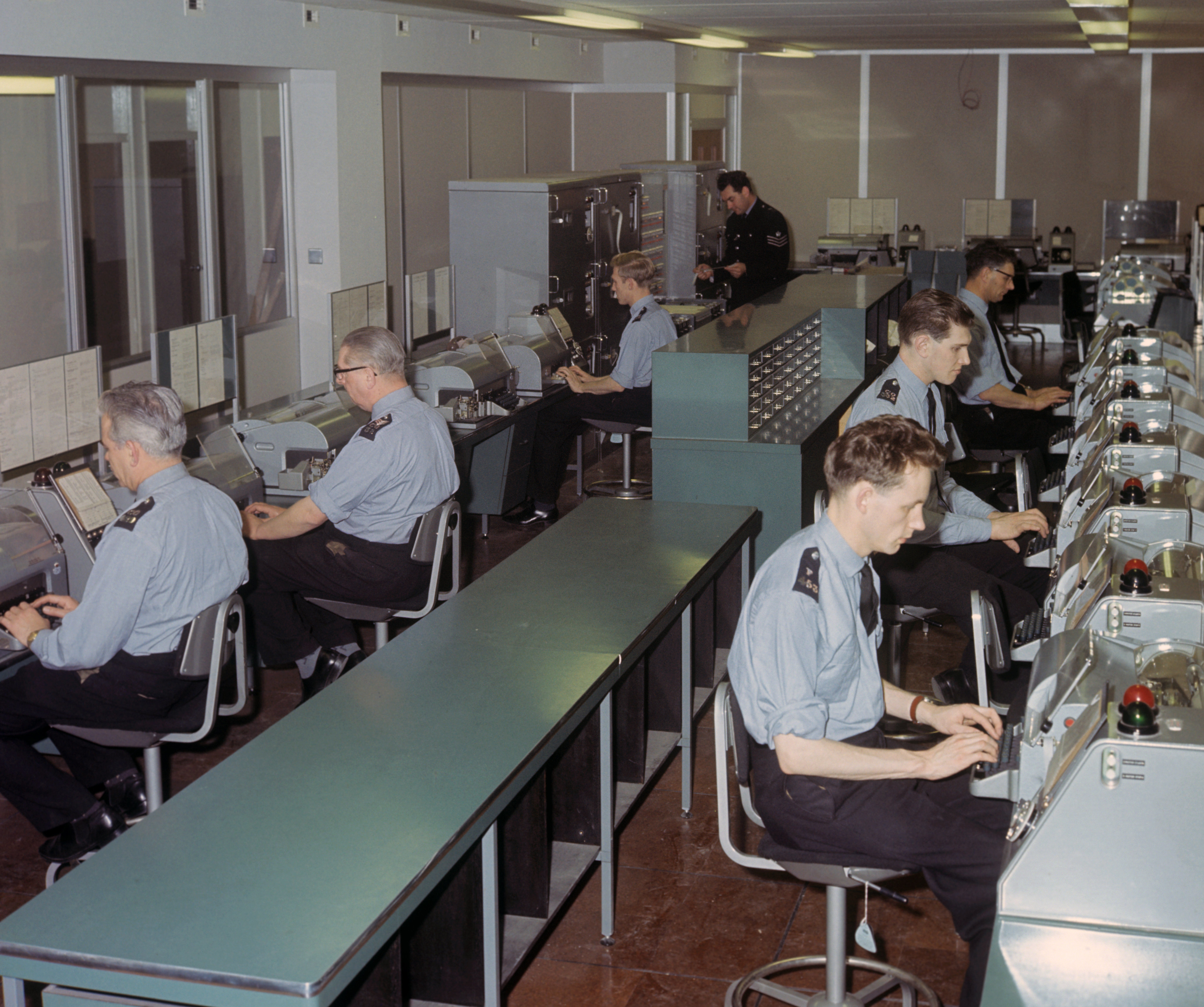 <strong>Old-school and low-tech - Scotland Yard's telegraph room in 1967</strong>