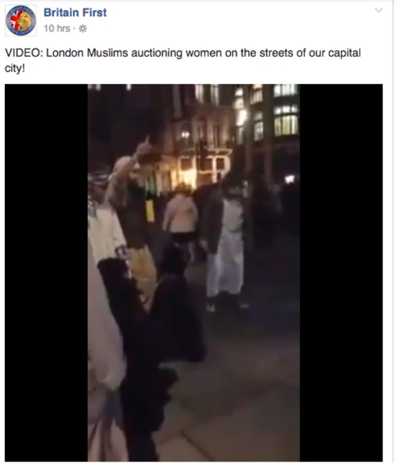 <strong>A video Britain First claimed showed women being auctioned as slaves in London</strong>