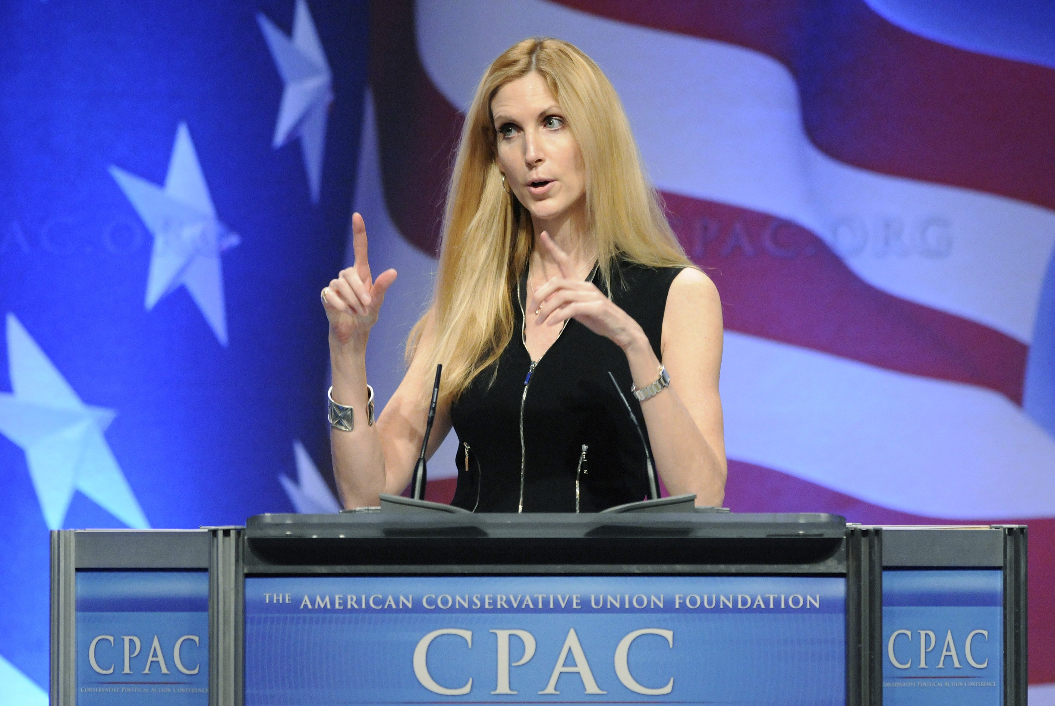<strong>Coulter has defended Donald Trump for retweeting posts from Britain First deputy leader Jayda Fransen&nbsp;</strong>