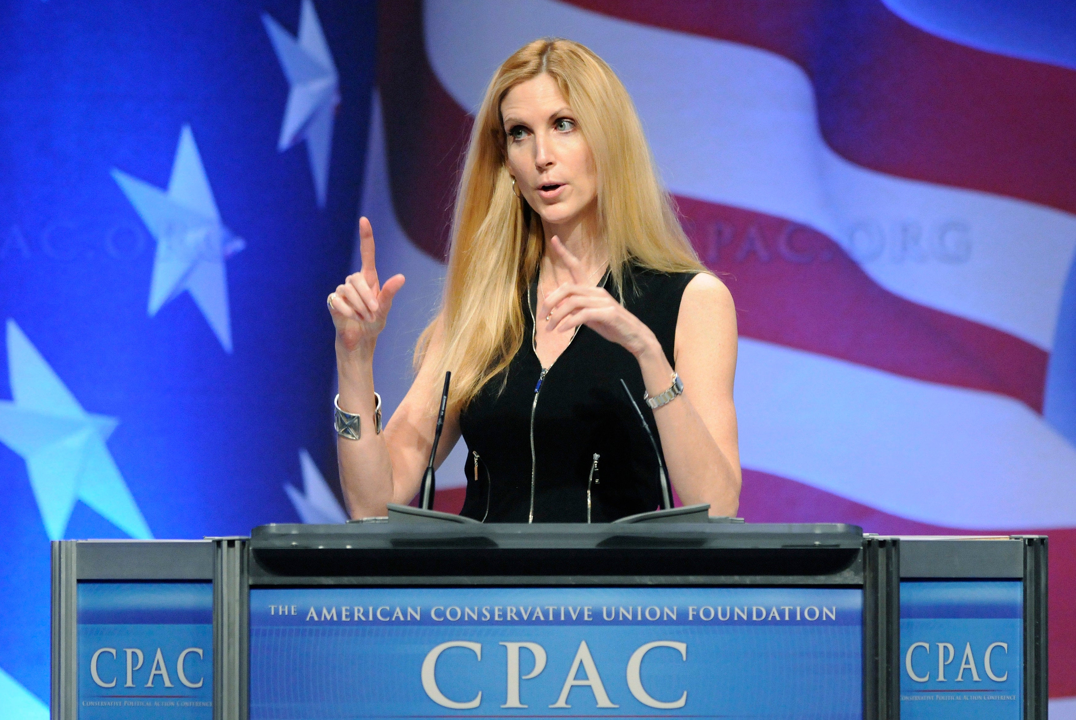 <strong>Coulter has defended Donald Trump for retweeting posts from Britain First deputy leader Jayda Fransen&nbsp;</strong>