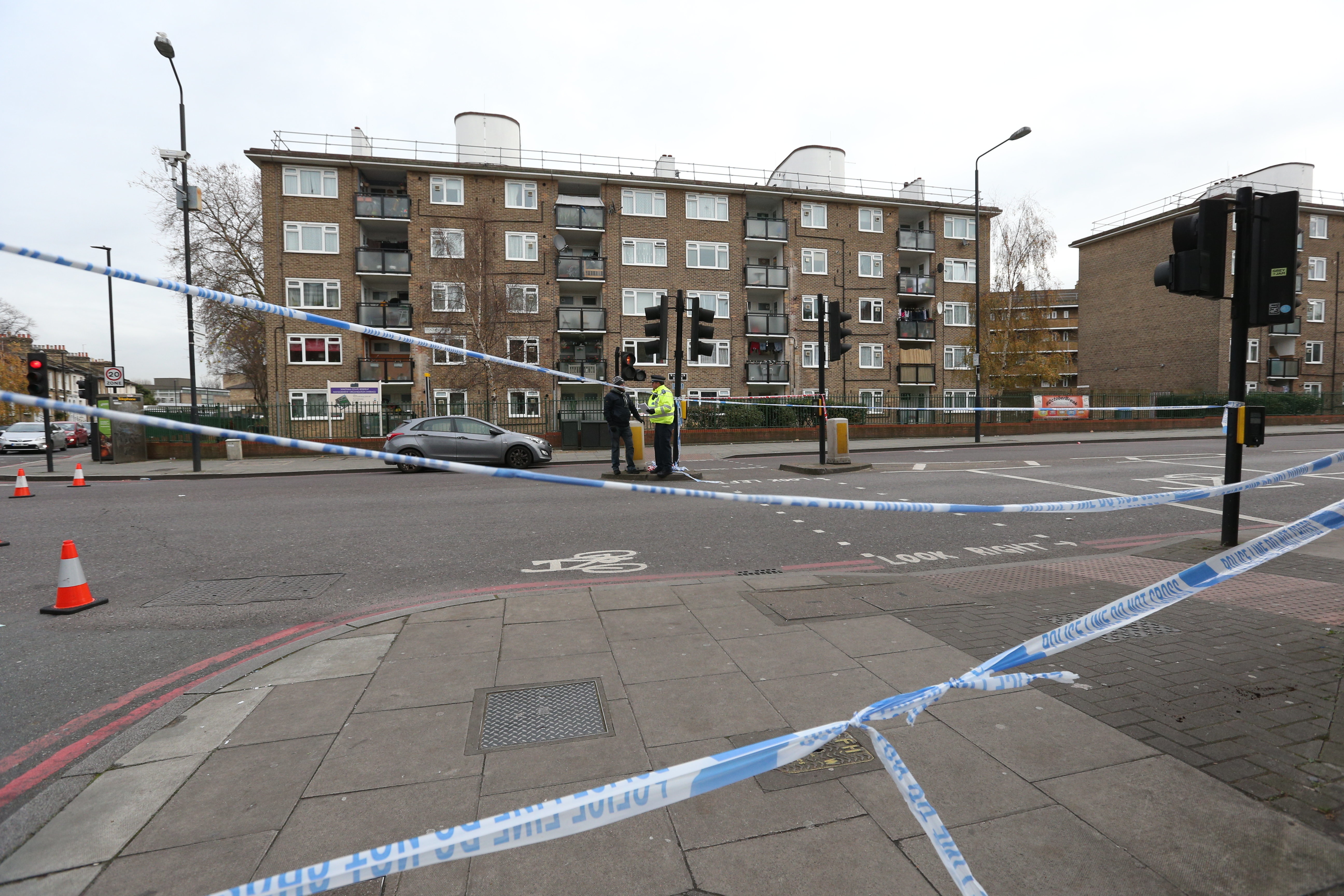 <strong>The scene on Stockwell Road.</strong>
