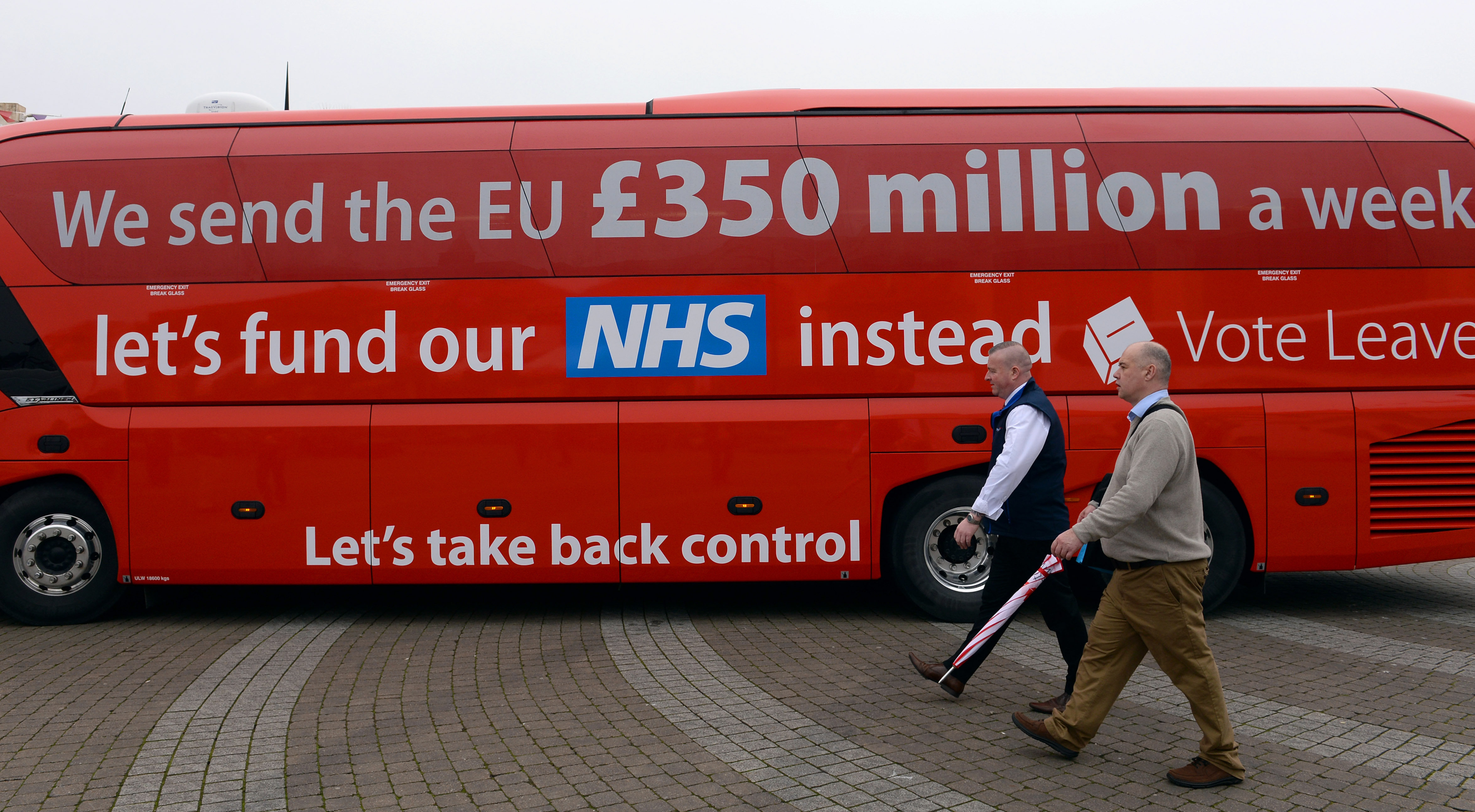 <strong>The Vote Leave campaign bus with that NHS pledge.</strong>