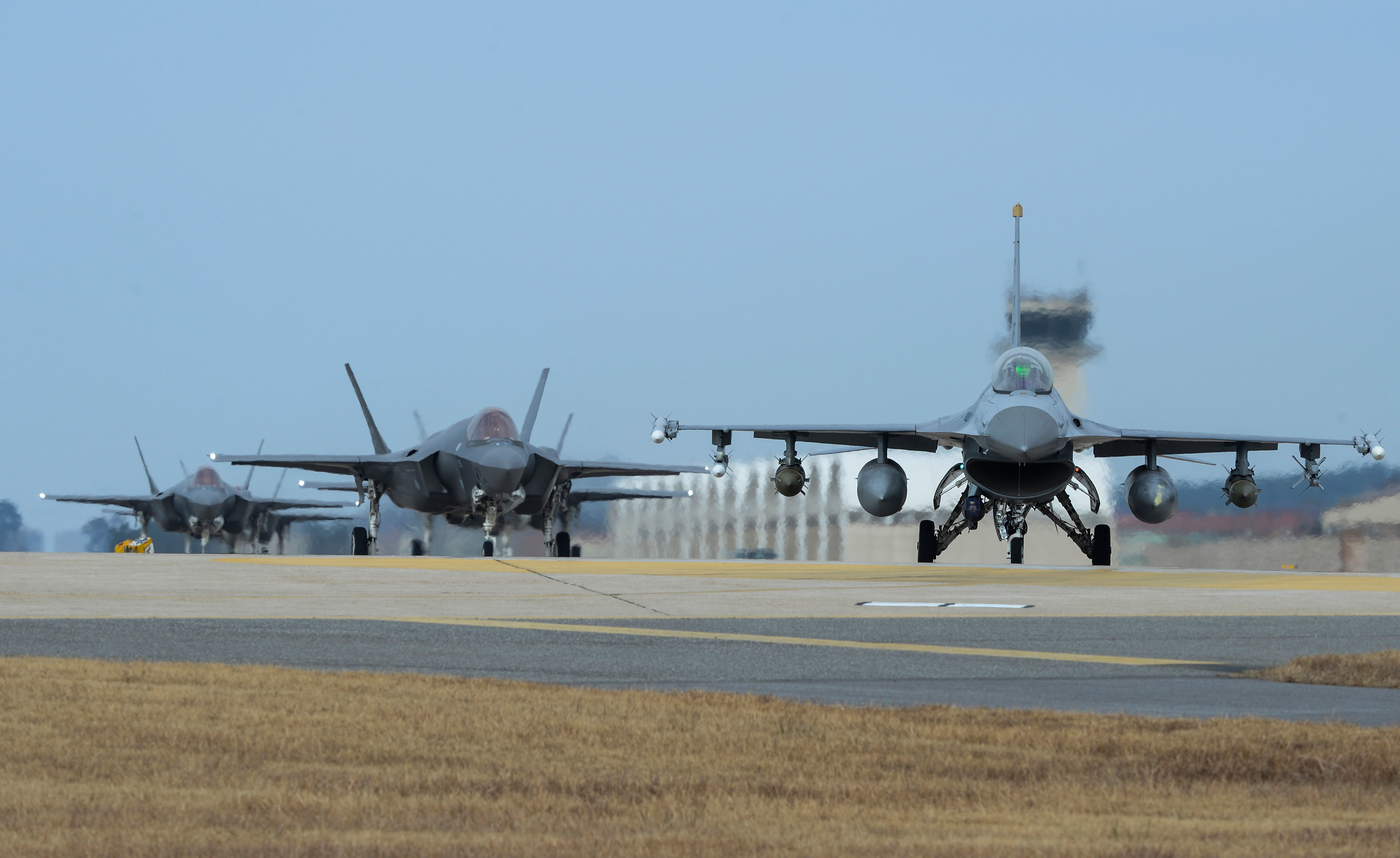 <strong>A handout photo of US Air Force jets at Kunsan Air Base, located at Gunsan Airport in South Korea, on December 3</strong>