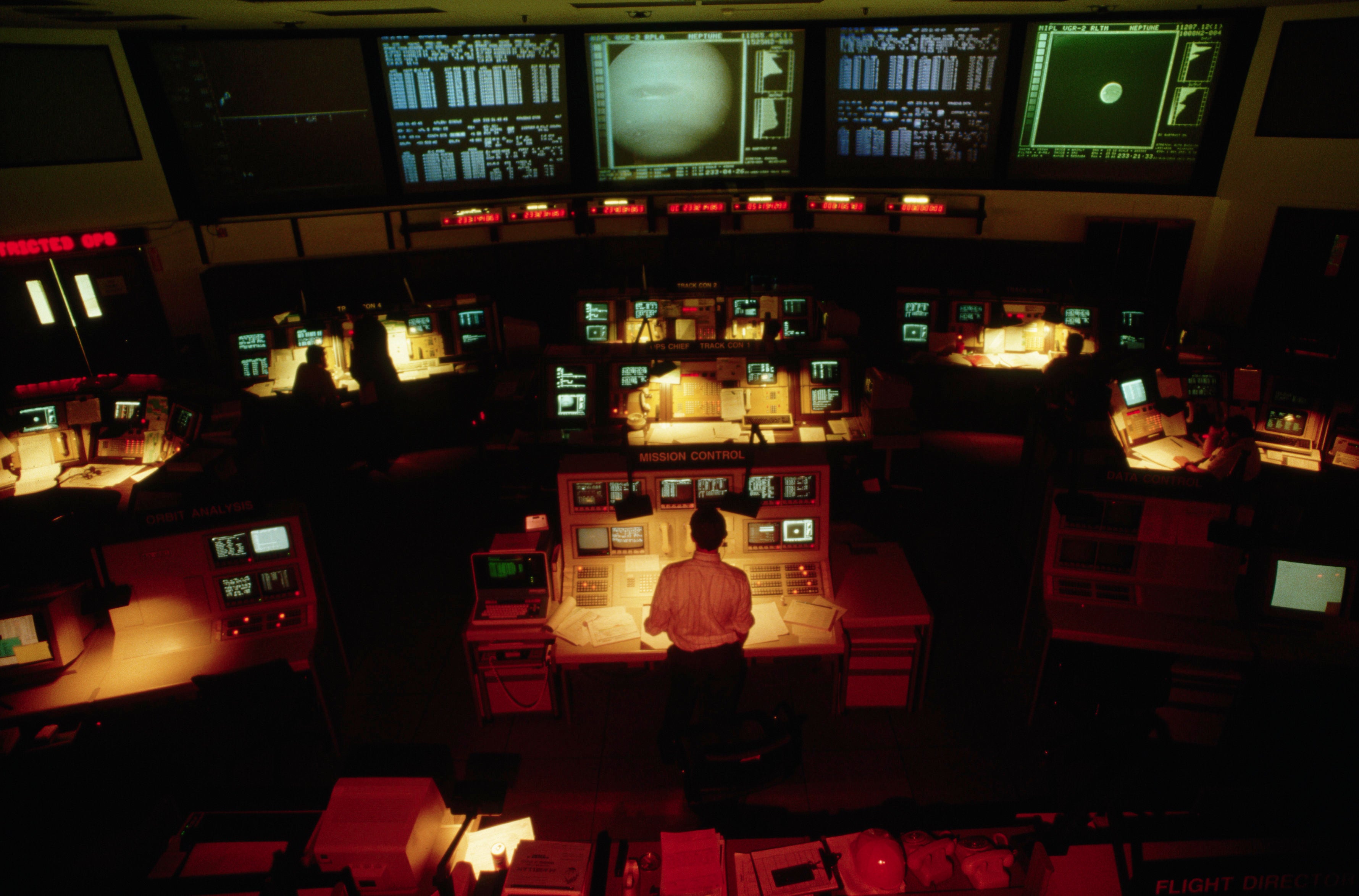 The original Voyager 2 mission control room. Things have changed quite a bit since then.