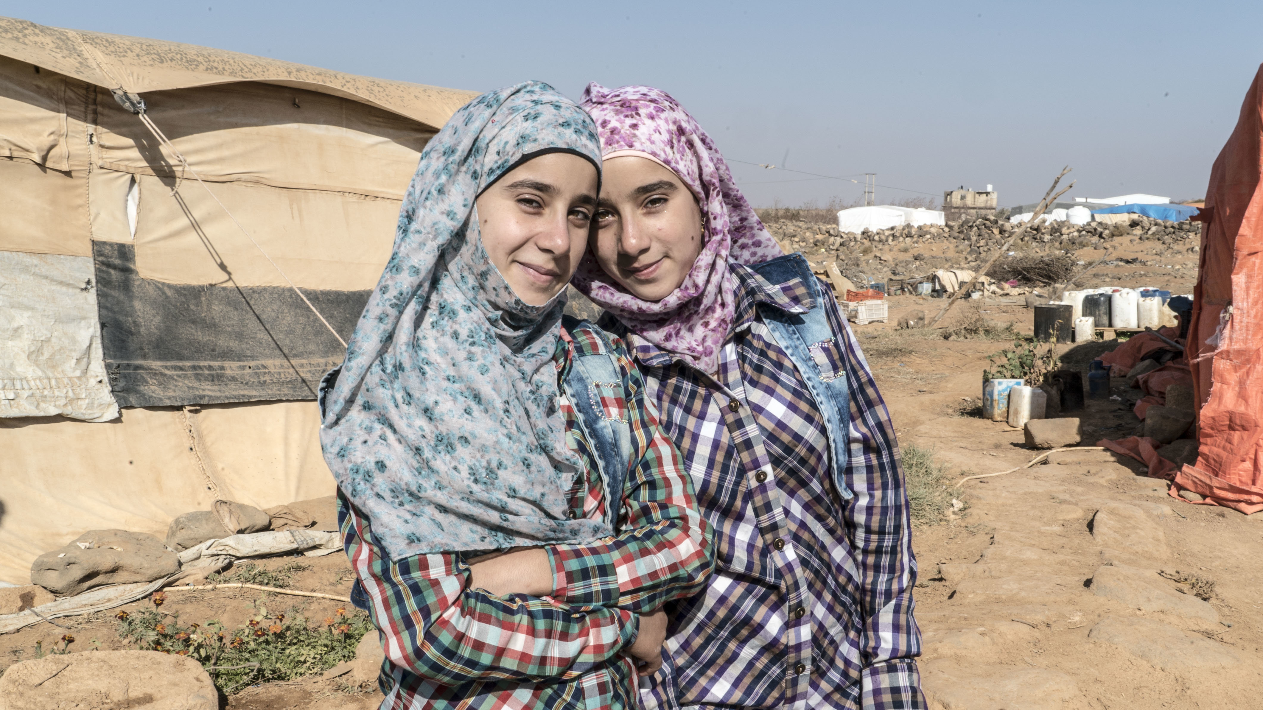 <strong>Reem (left) and Raghd fled their home in 2013</strong>