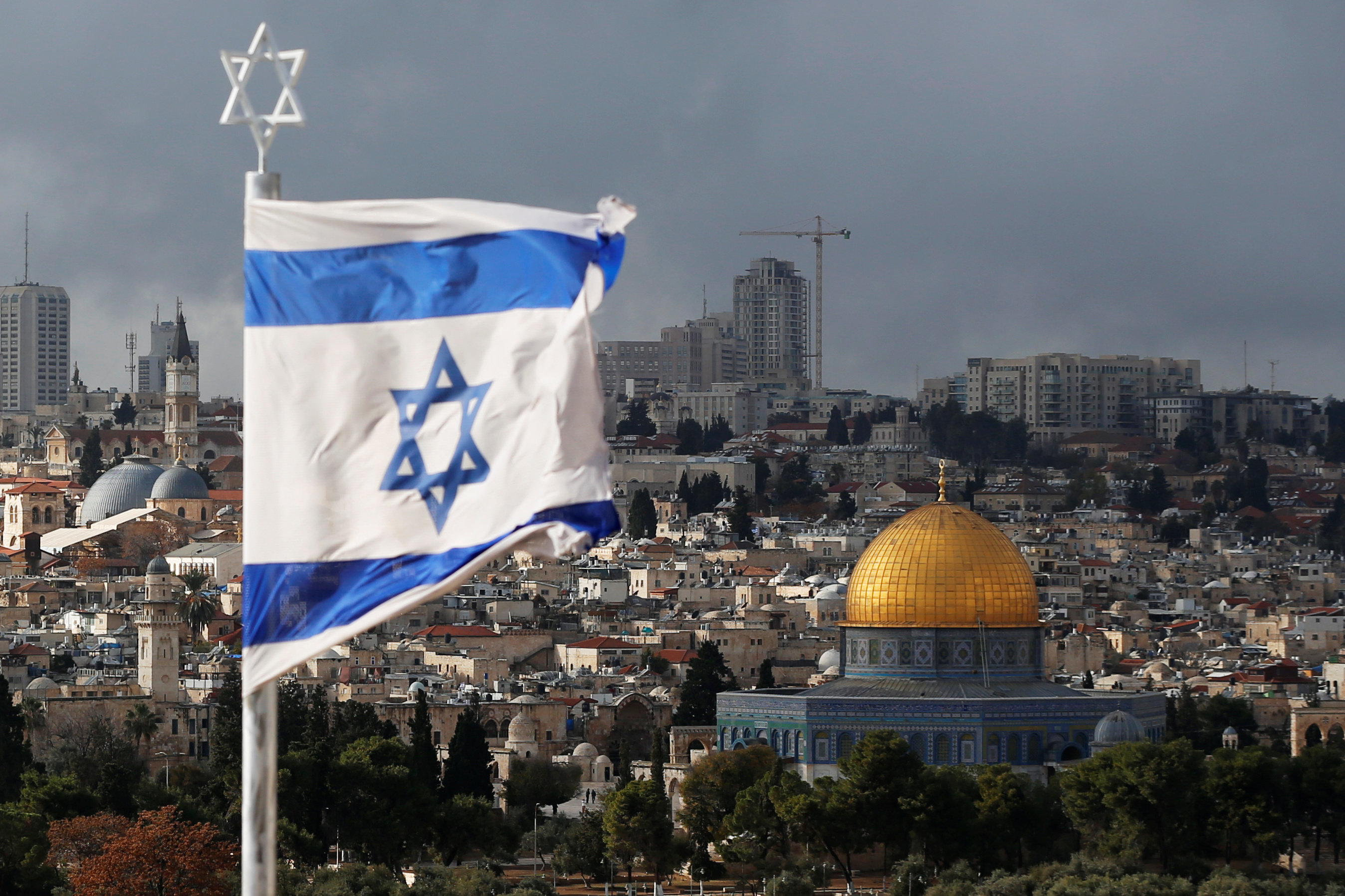 <strong>An Israeli flag near the Dome of Rock in Jerusalem's Old City&nbsp;</strong>