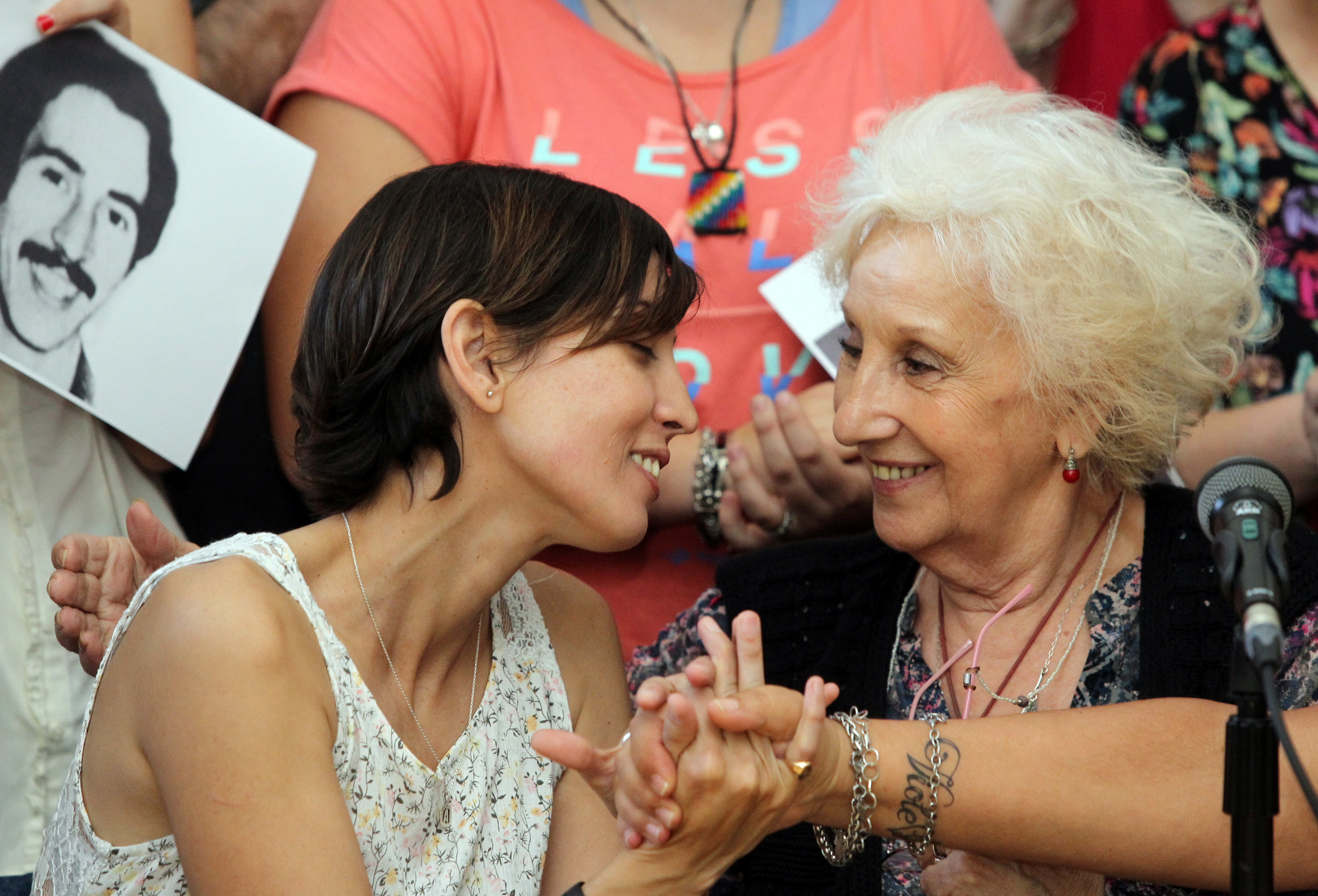 <strong>Adriana with Estela de Carlotto, president of&nbsp;Grandmothers of the Plaza de Mayo, a campaign group which reunited her with her relatives&nbsp;</strong>