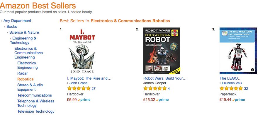 <strong>'I, Maybot' appears at the top of Amazon's robotics best sellers list</strong>