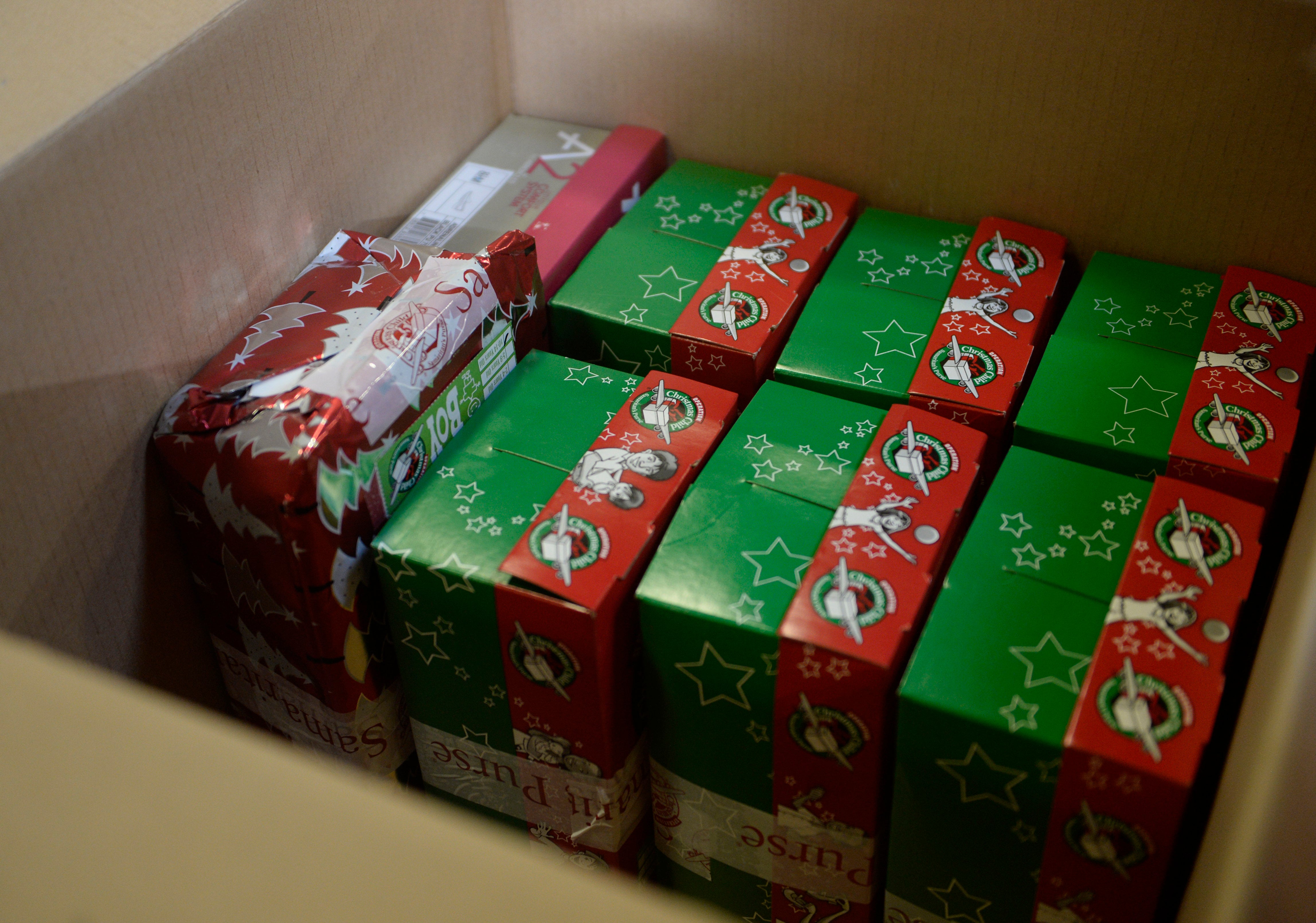 Operation Christmas Child shoe boxes&nbsp;