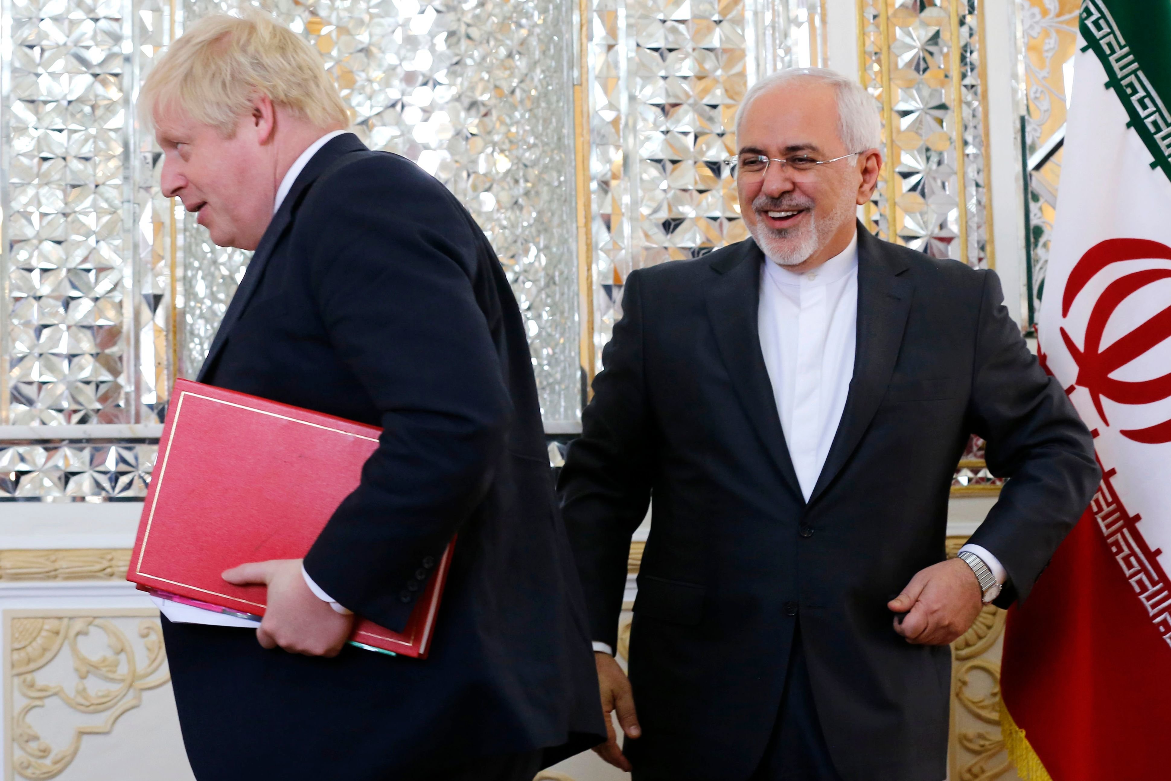 <strong>Boris Johnson, seen here with the country's foreign minister, has&nbsp;ended his&nbsp;Iran trip without an announcement on the case of a jailed British mother</strong>