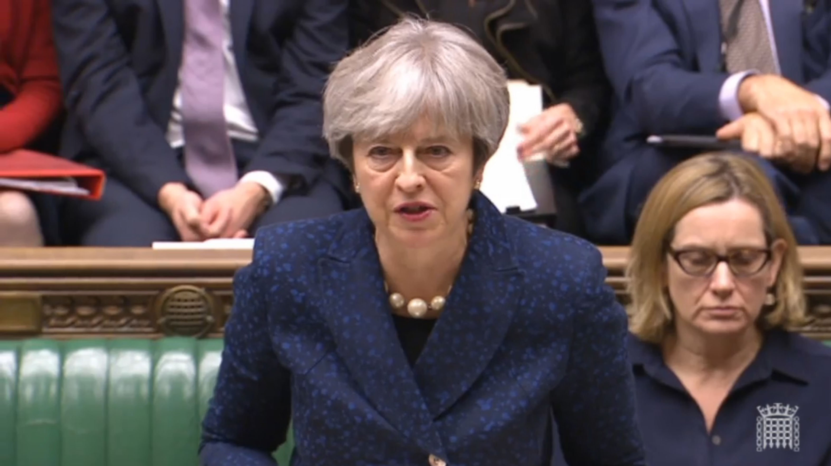 Theresa May delivers her Commons statement.