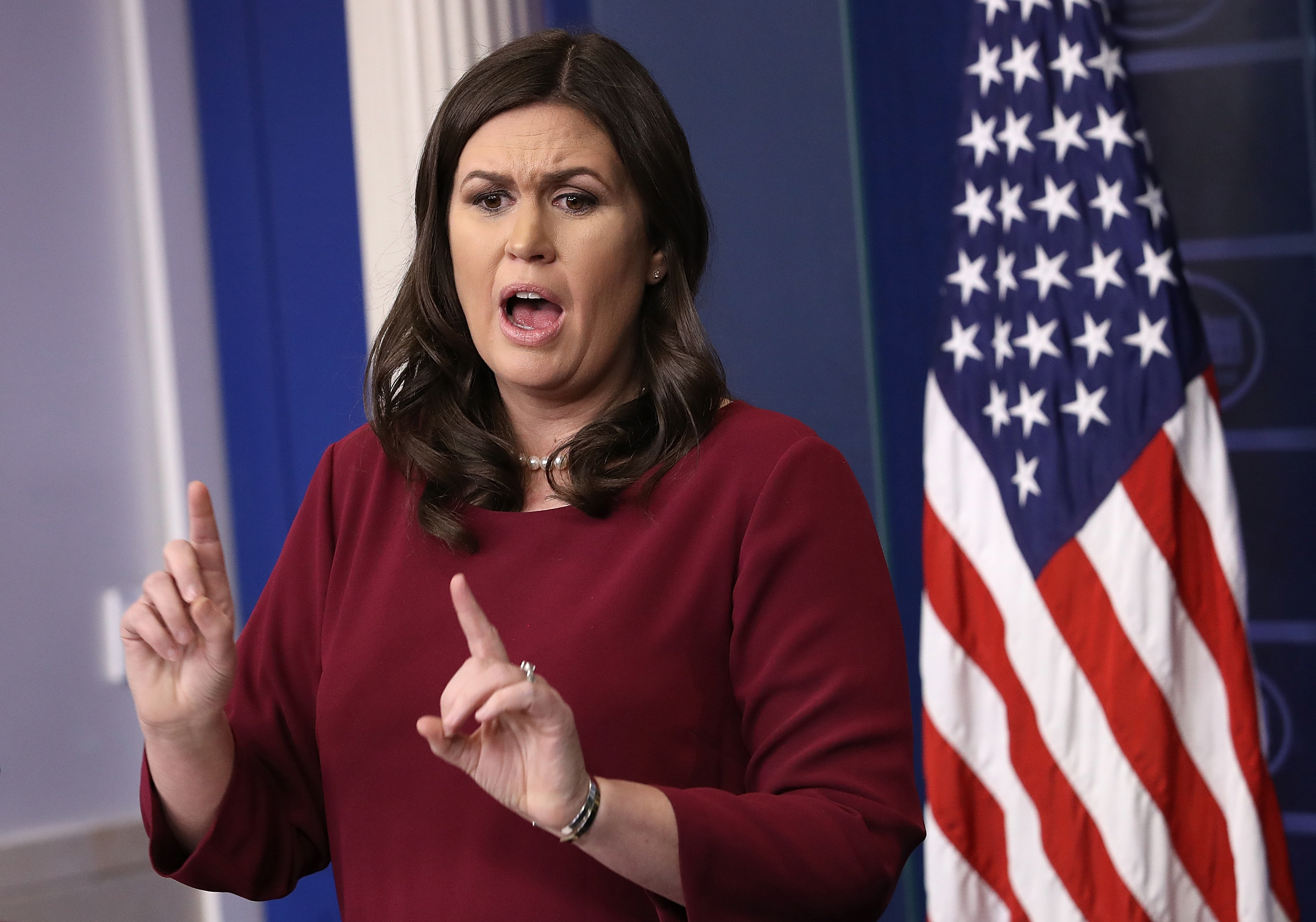 <strong>Sarah Sanders appeared to lose her cool during today's press briefing.&nbsp;</strong>