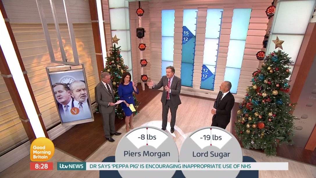 <strong>Piers Morgan lost his weight loss challenge to Lord Sugar</strong>