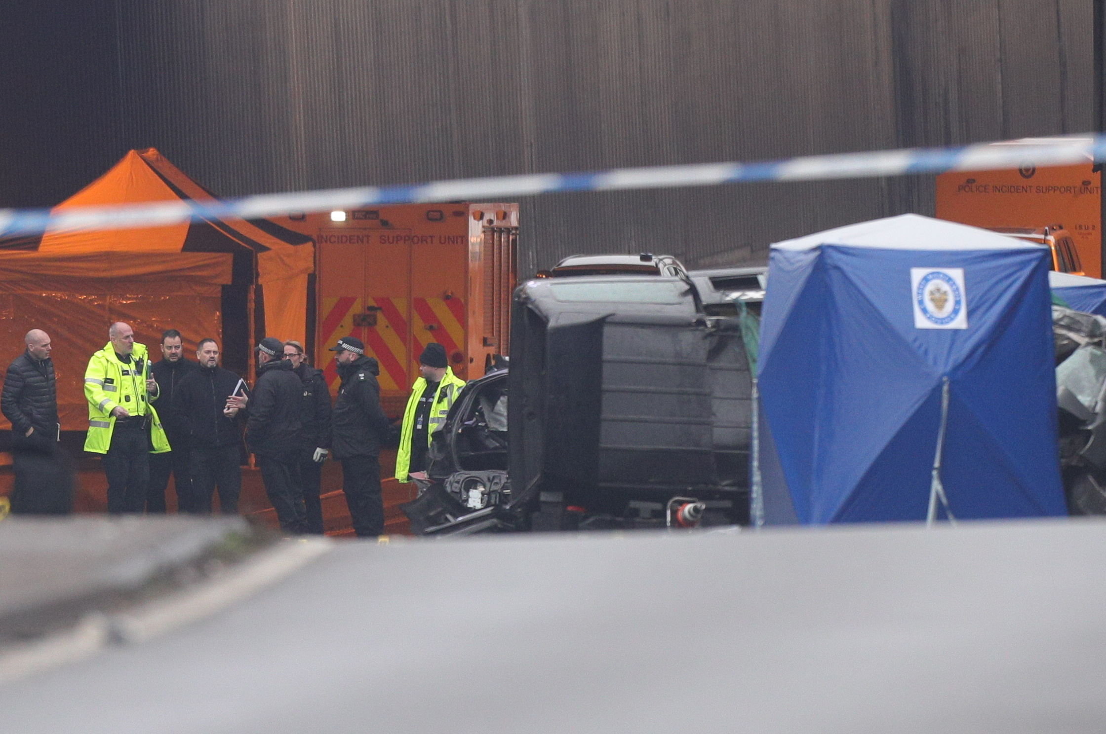 <strong>The scene of a multi-vehicle crash at the entrance to the underpass on Lee Bank Middleway, near Edgbaston, at the junction of Bristol Road, in Birmingham, which left six people dead and a seventh critically injured.</strong>