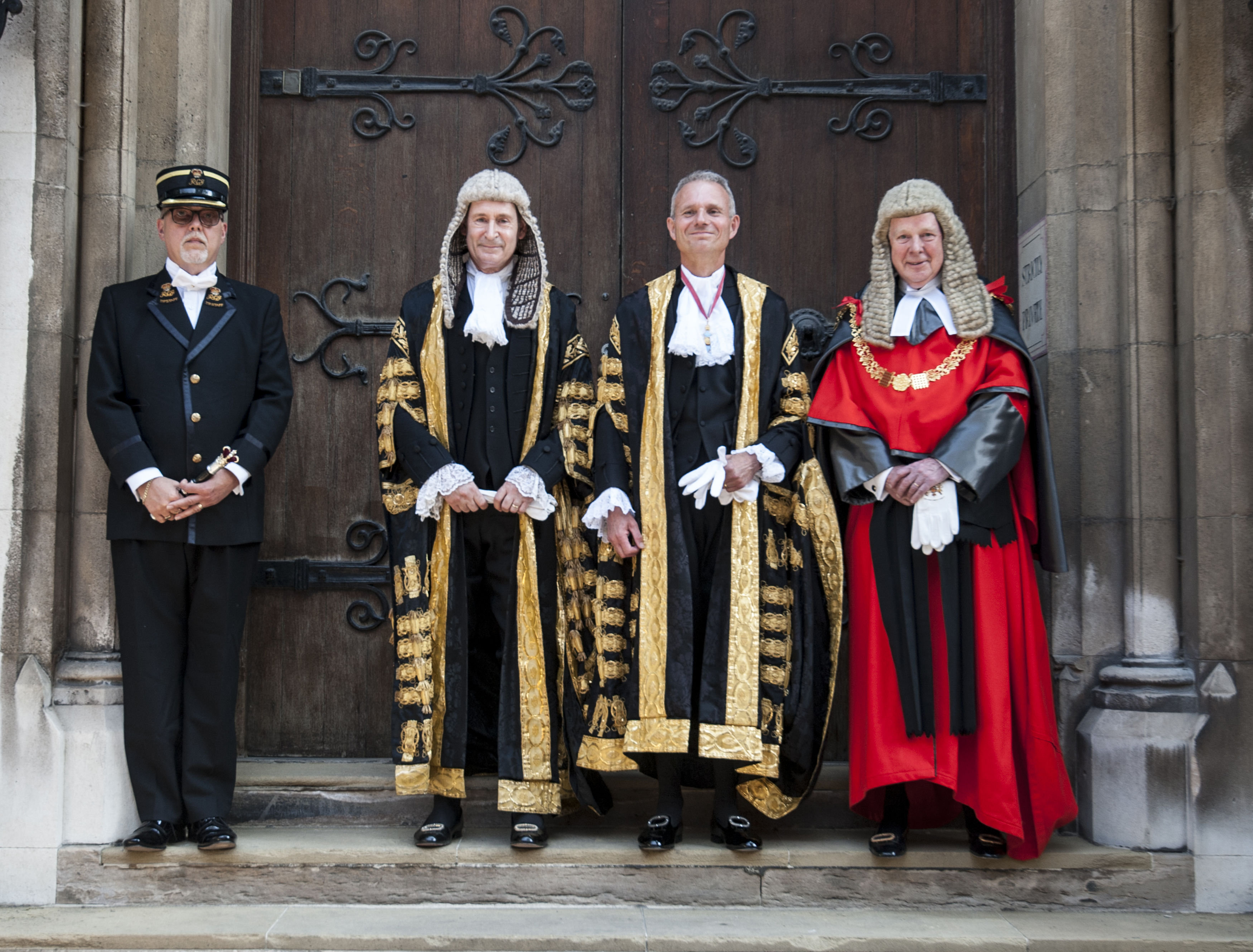 <strong>Justice Secretary David Lidington, <i>centre</i>, alongside Master of the Rolls Sir Terence Etherton, <i>left</i>, and Lord Chief Justice Lord Thomas, <i>right</i></strong>