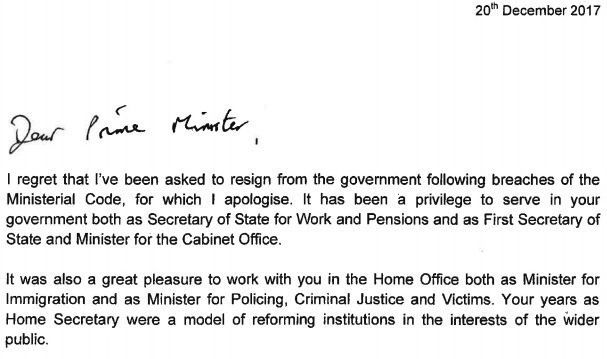 Green's resignation letter.