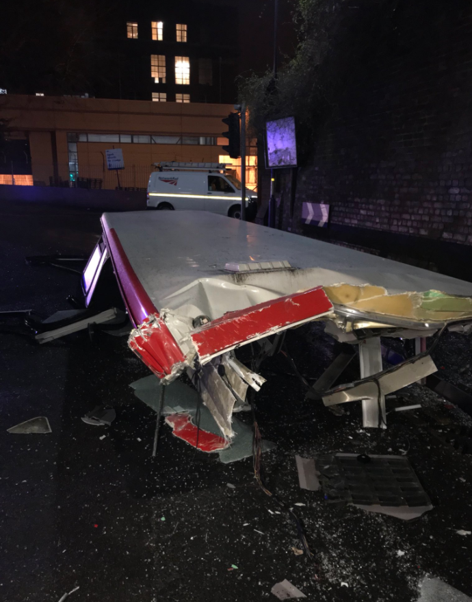 <strong>The top deck of the bus was 'totally removed' in the crash </strong>