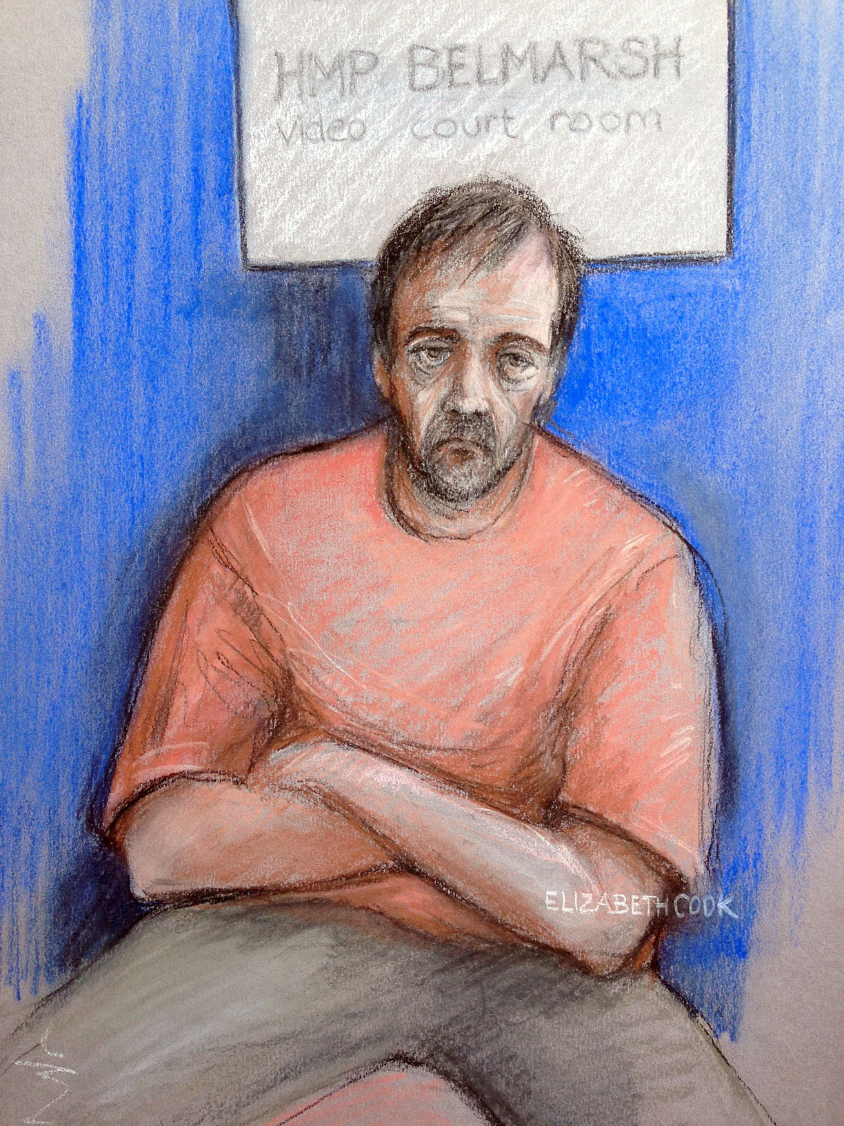 <strong>A court sketch of the man accused of the Finsbury Park mosque attack, Darren Osborne</strong>